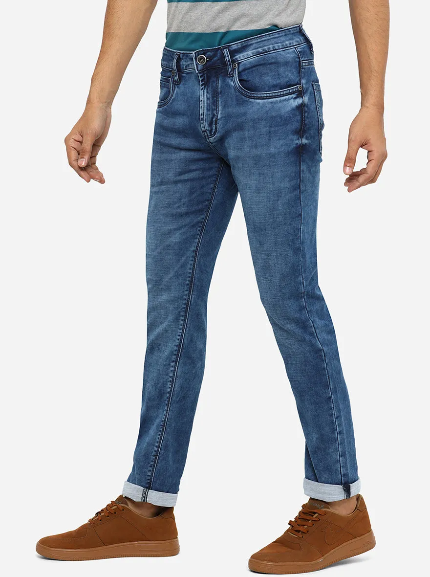 Mid Blue Washed Slim Fit Jeans | JadeBlue