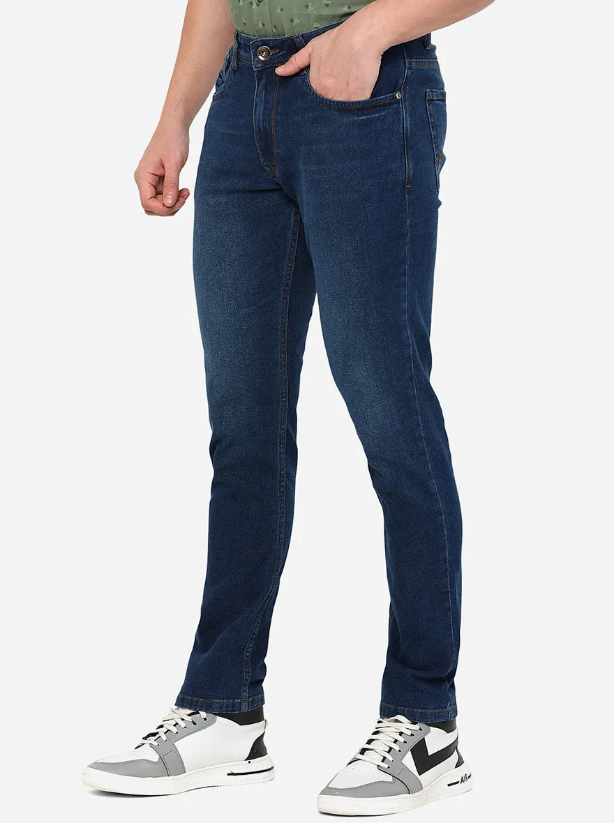 Mid Blue Washed Straight Fit Jeans | JadeBlue