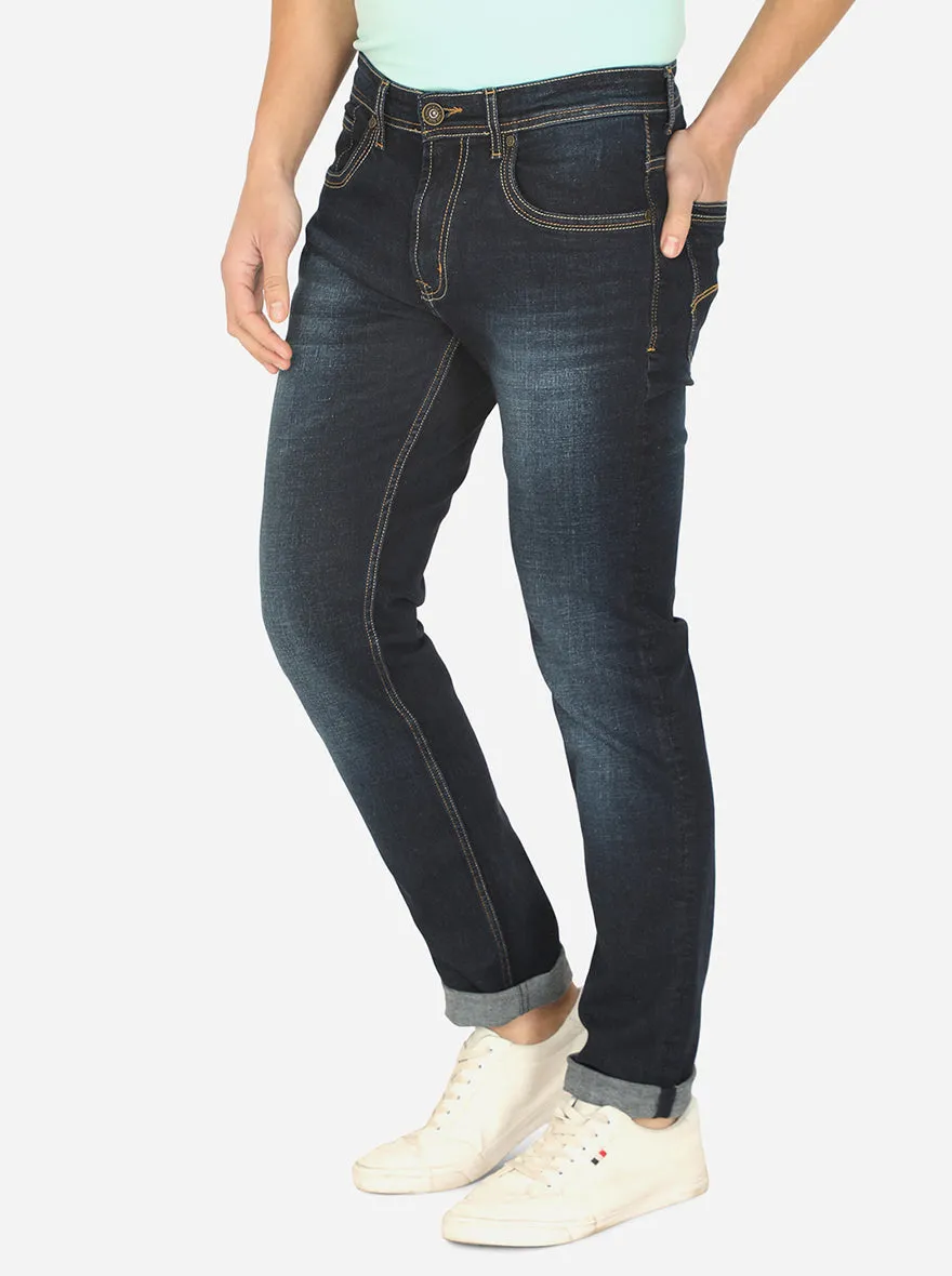 Mid Blue Washed Straight Fit Jeans | JadeBlue