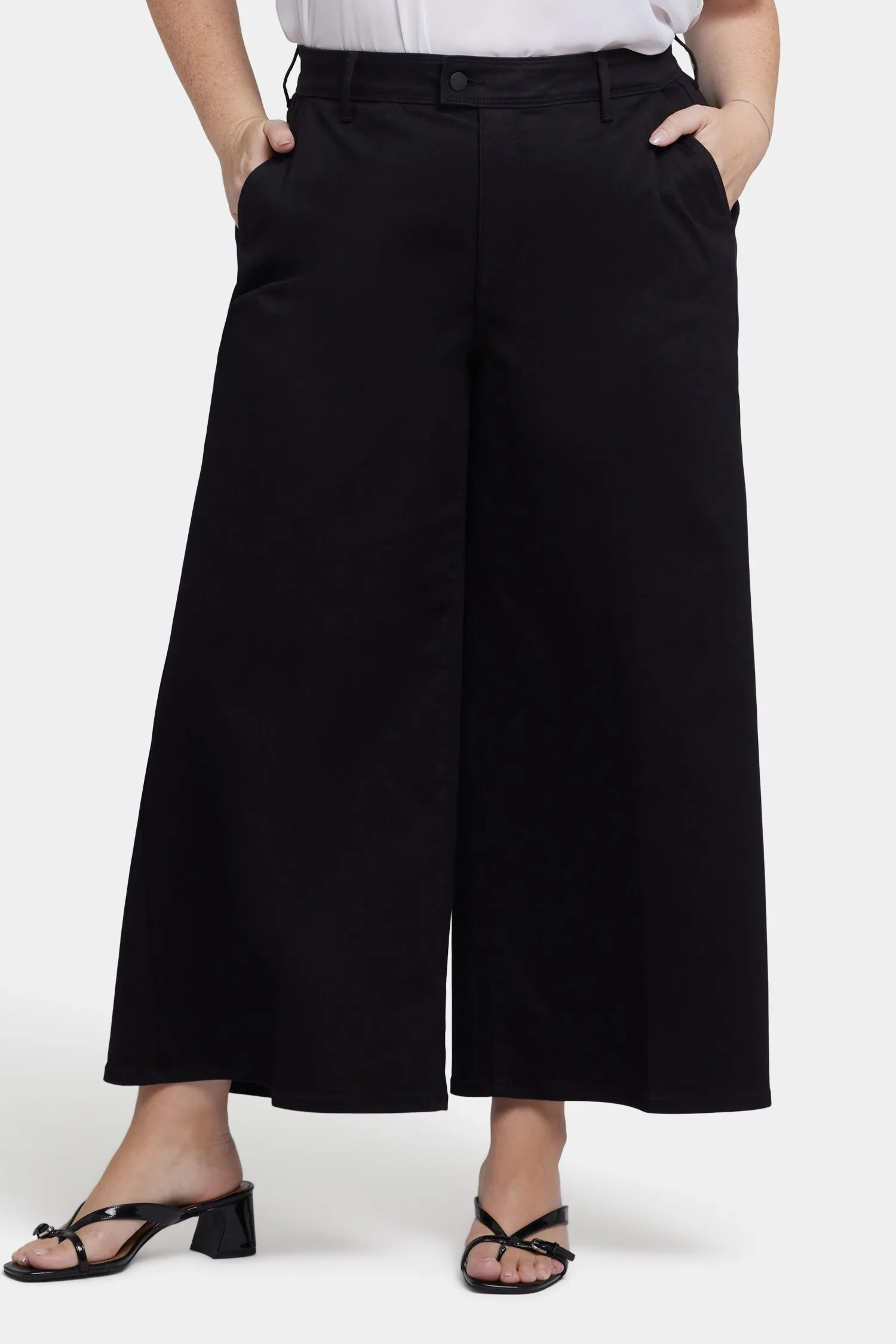 Mona Wide Leg Trouser Ankle Jeans In Plus Size - Black
