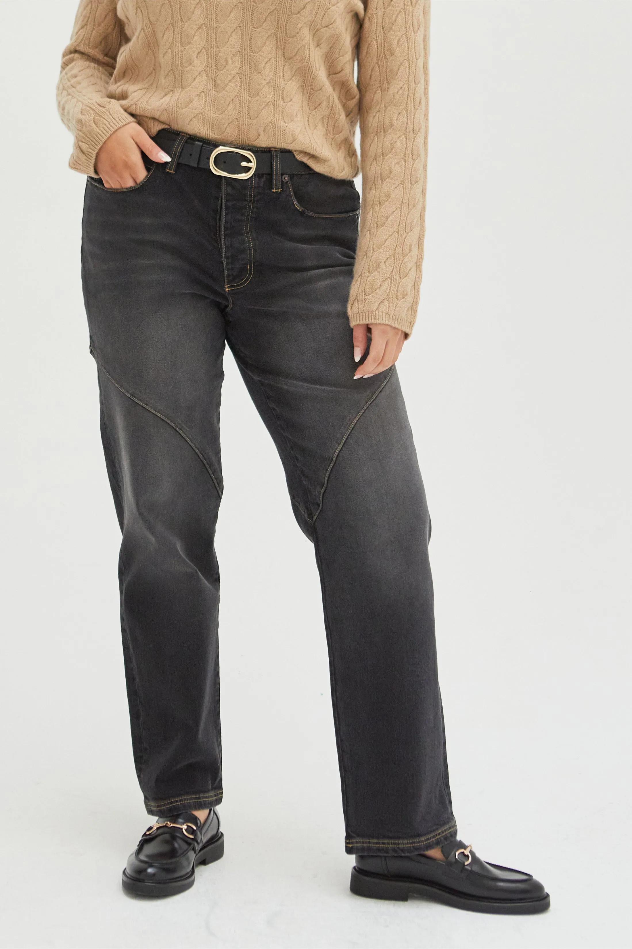 Mulberry High Rise Curved Seams Faded Black