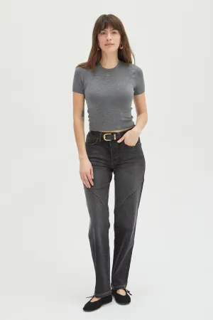 Mulberry High Rise Curved Seams Faded Black