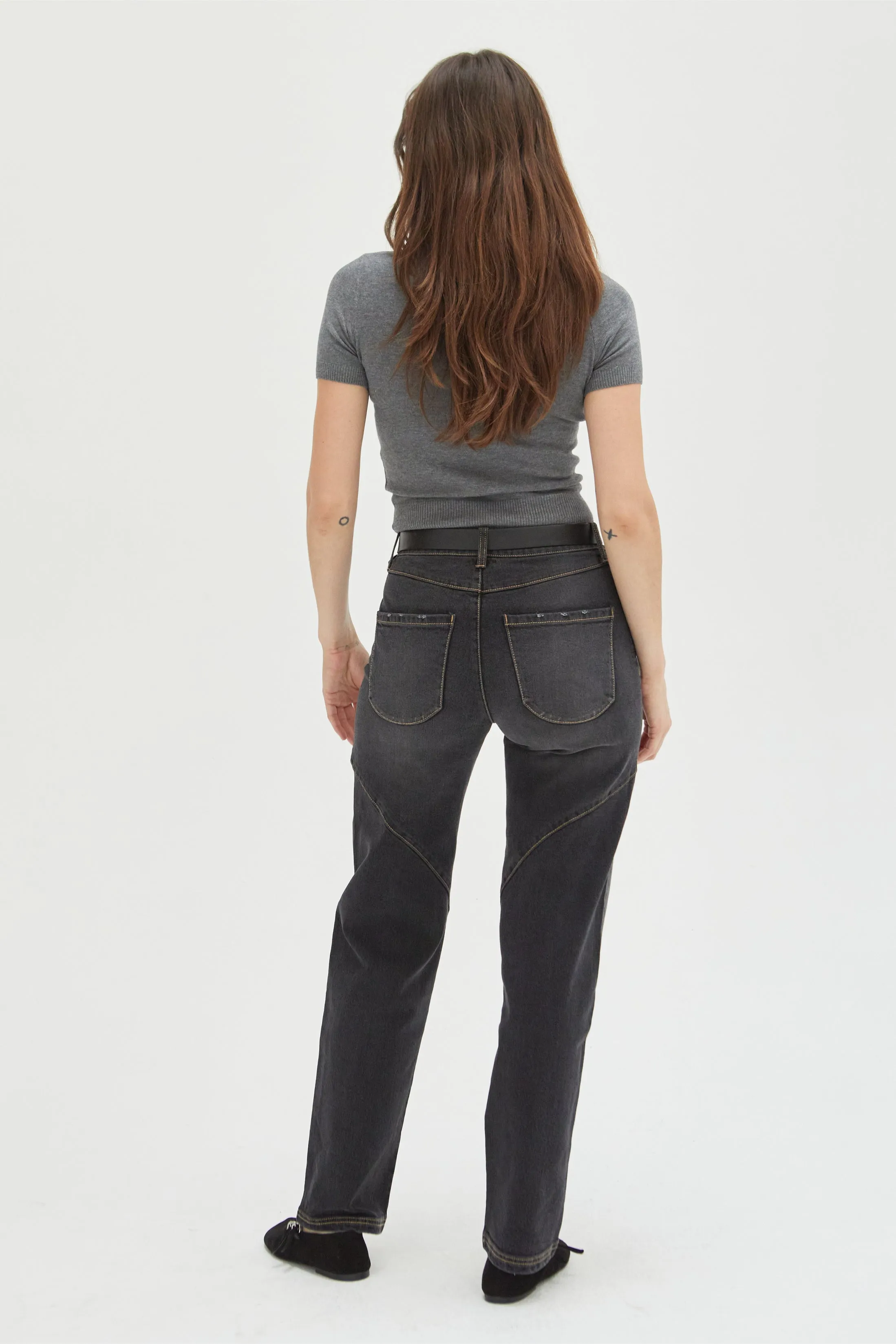 Mulberry High Rise Curved Seams Faded Black