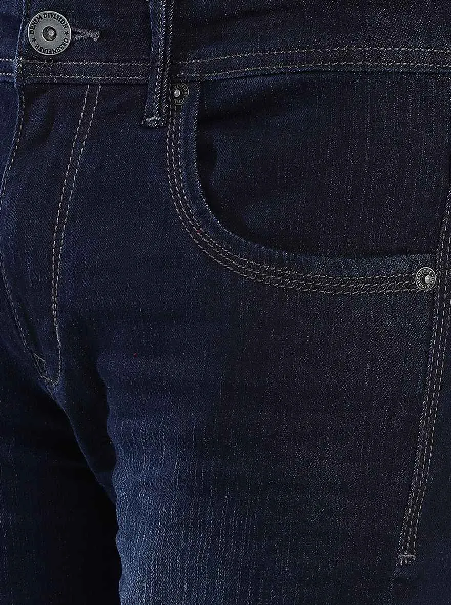 Navy Blue Washed Narrow Fit Jeans | Greenfibre