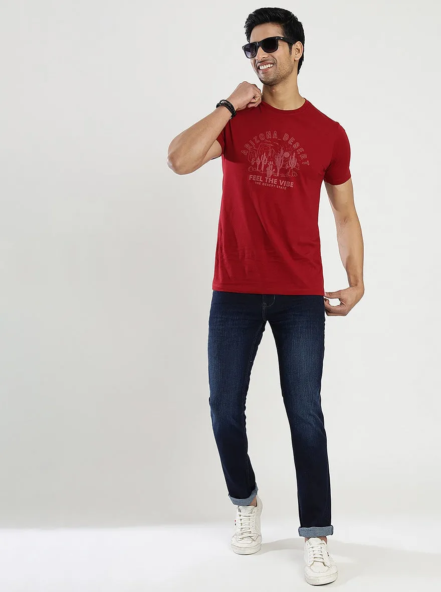 Navy Blue Washed Narrow Fit Jeans | Greenfibre