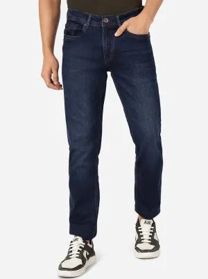 Navy Blue Washed Straight Fit Jeans | Greenfibre
