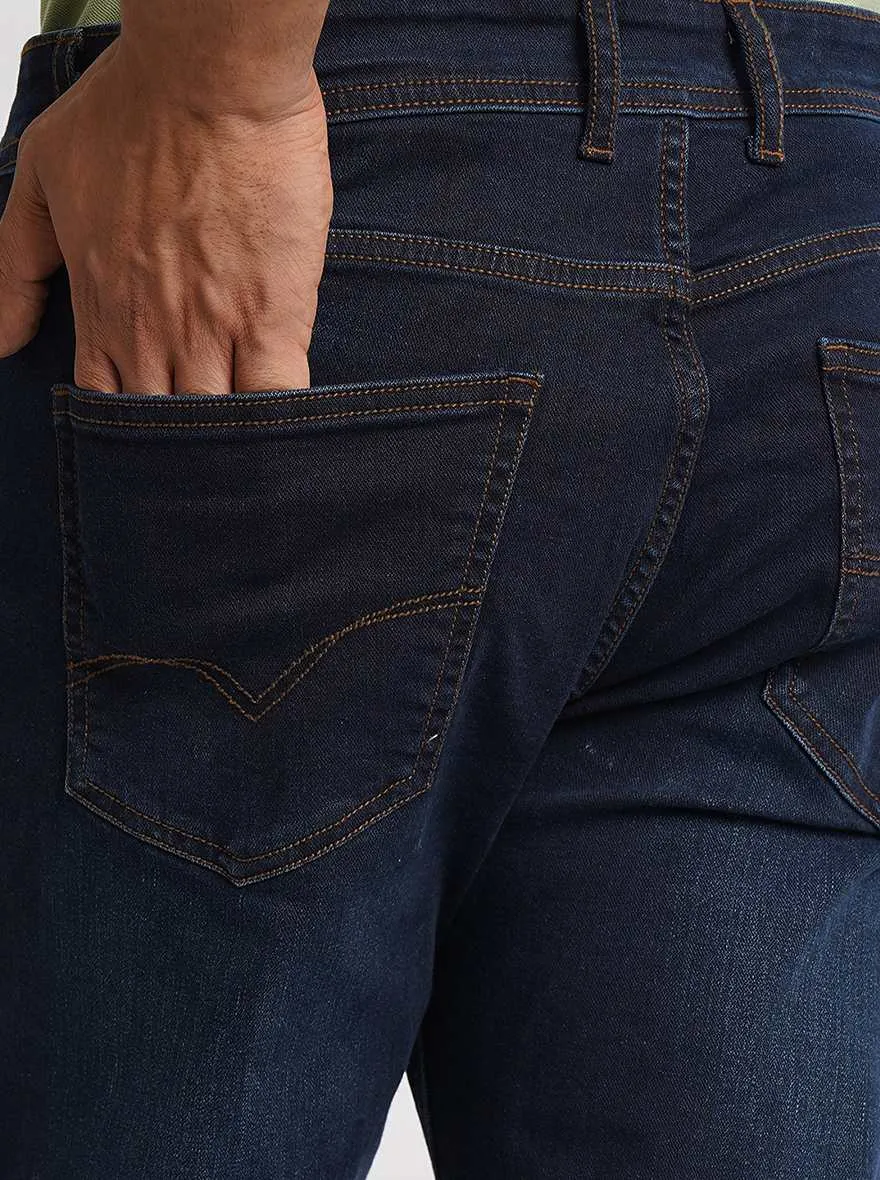 Navy Blue Washed Straight Fit Jeans | JadeBlue
