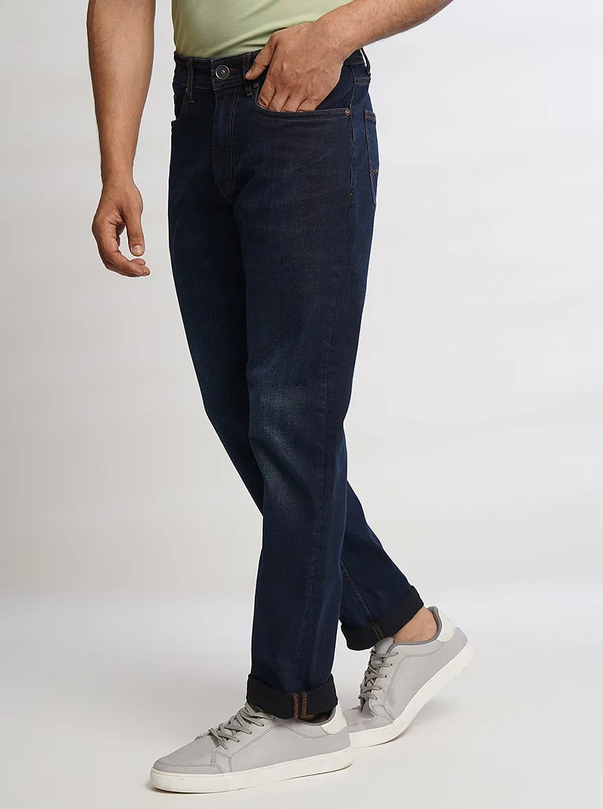 Navy Blue Washed Straight Fit Jeans | JadeBlue