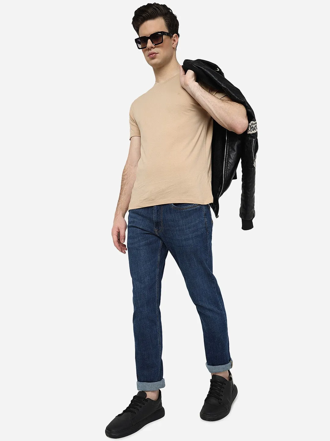 Navy Blue Washed Straight Fit Jeans | JadeBlue