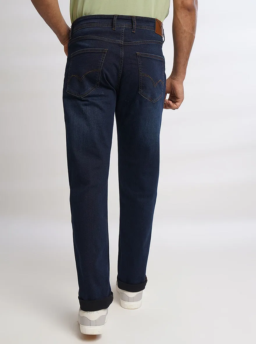 Navy Blue Washed Straight Fit Jeans | JadeBlue