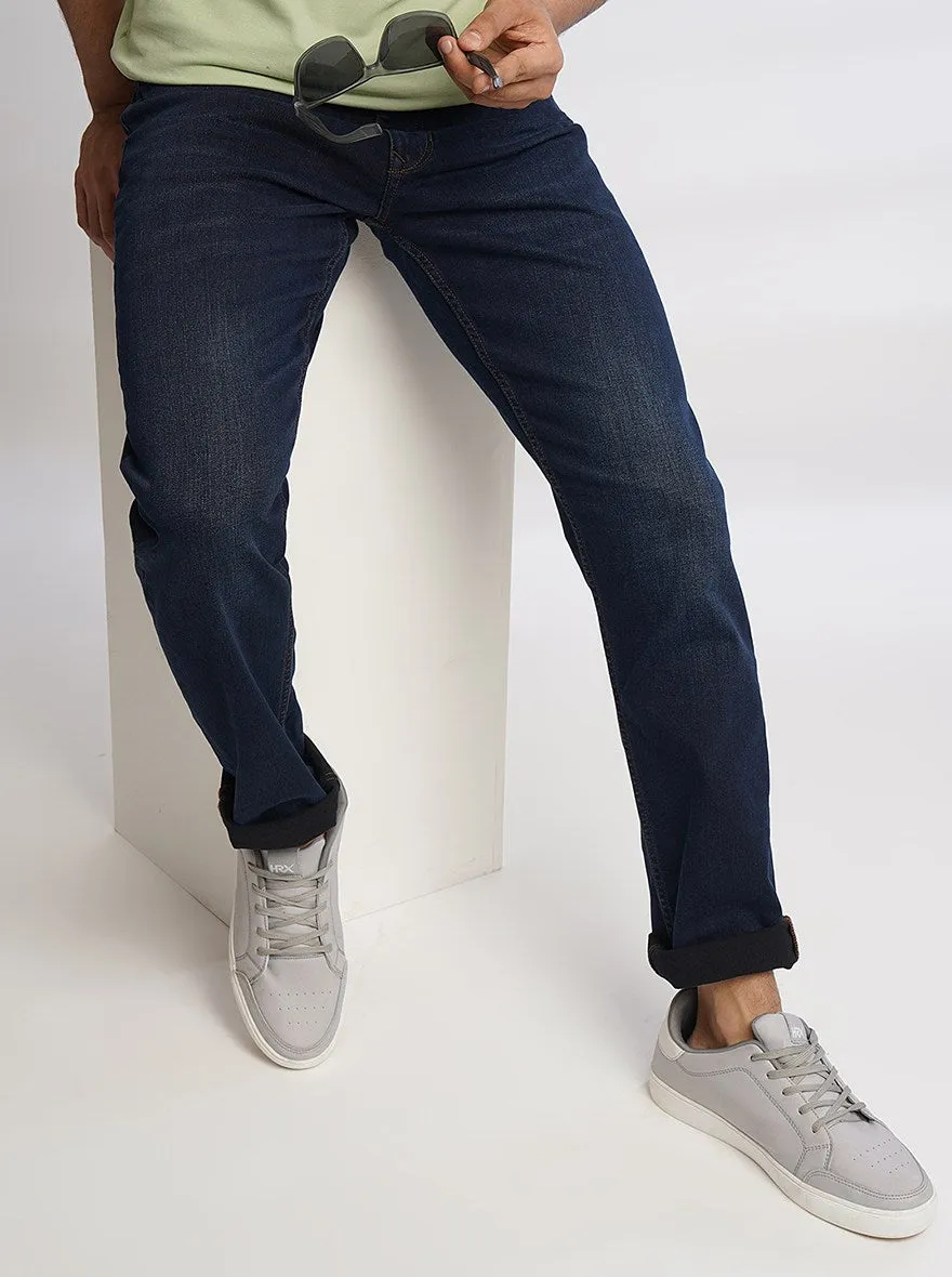 Navy Blue Washed Straight Fit Jeans | JadeBlue