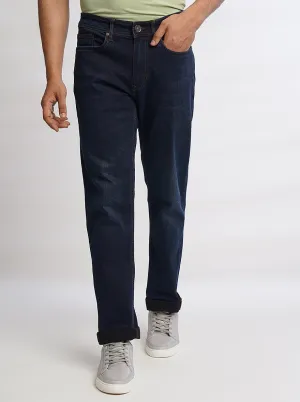 Navy Blue Washed Straight Fit Jeans | JadeBlue