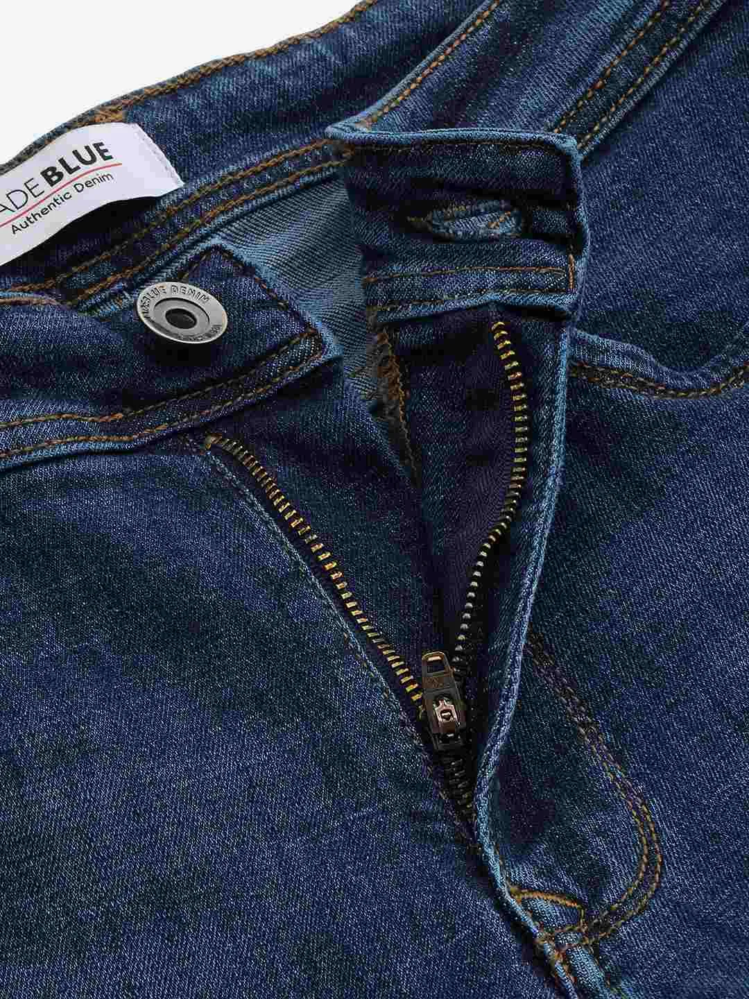 Navy Blue Washed Straight Fit Jeans | JadeBlue