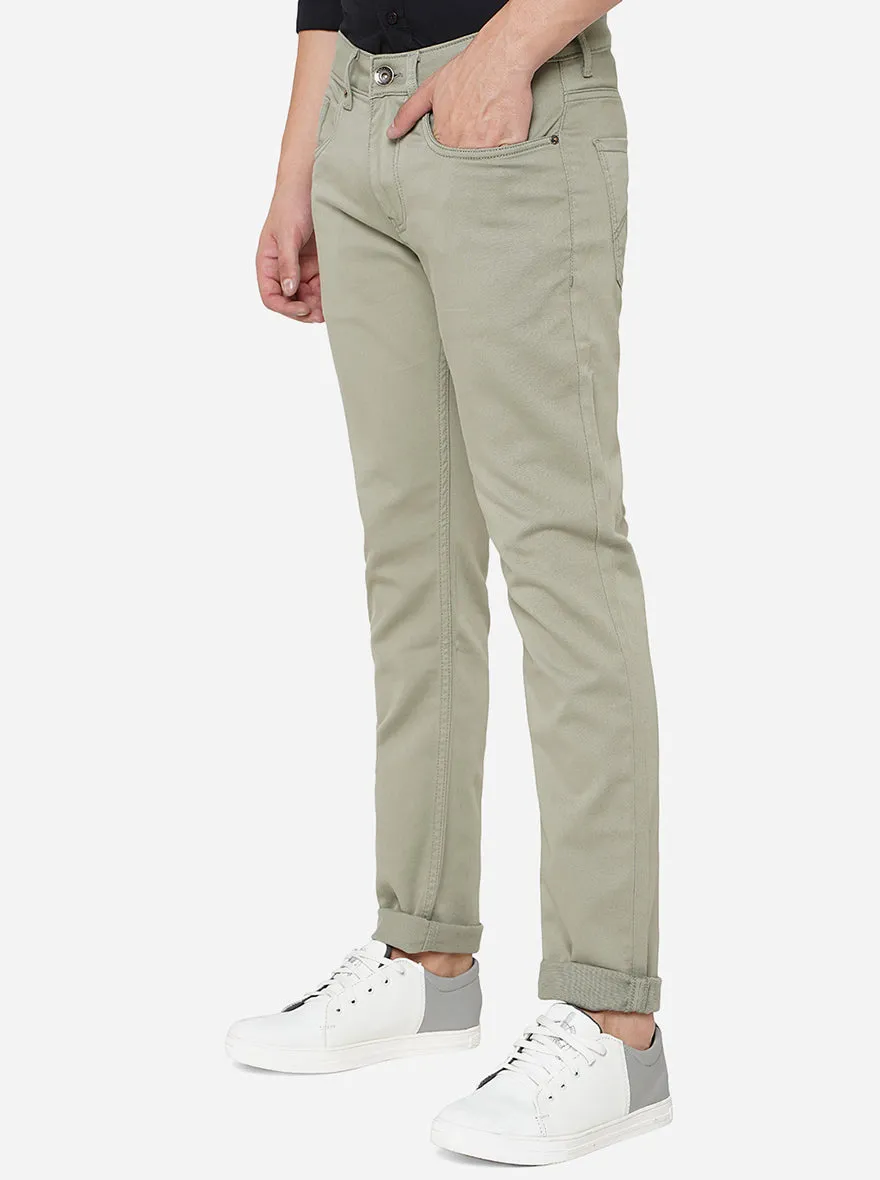 Olive Green Washed Slim Fit Jeans | JadeBlue