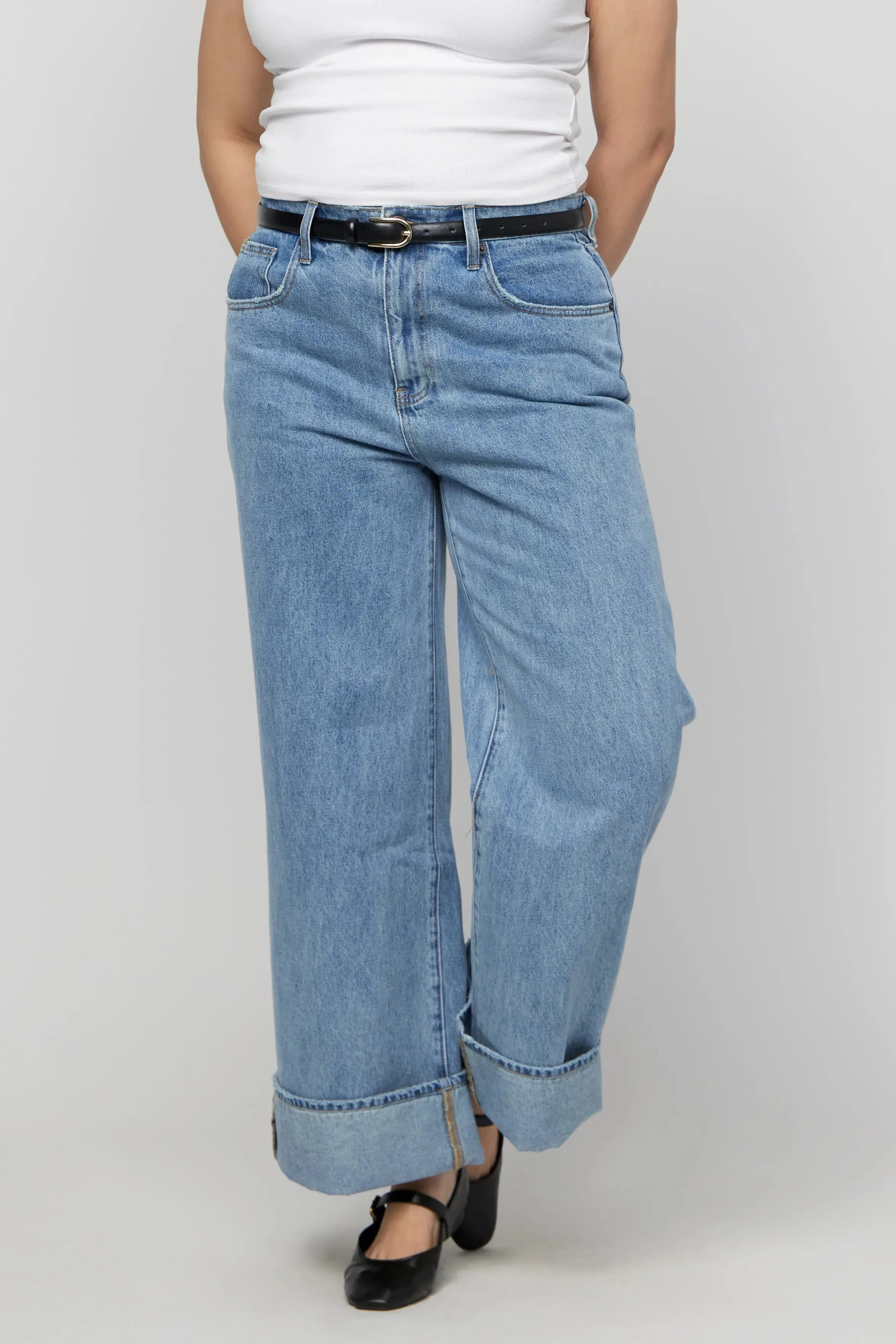 Parker Baggy Cuffed Wide Leg Light Indigo