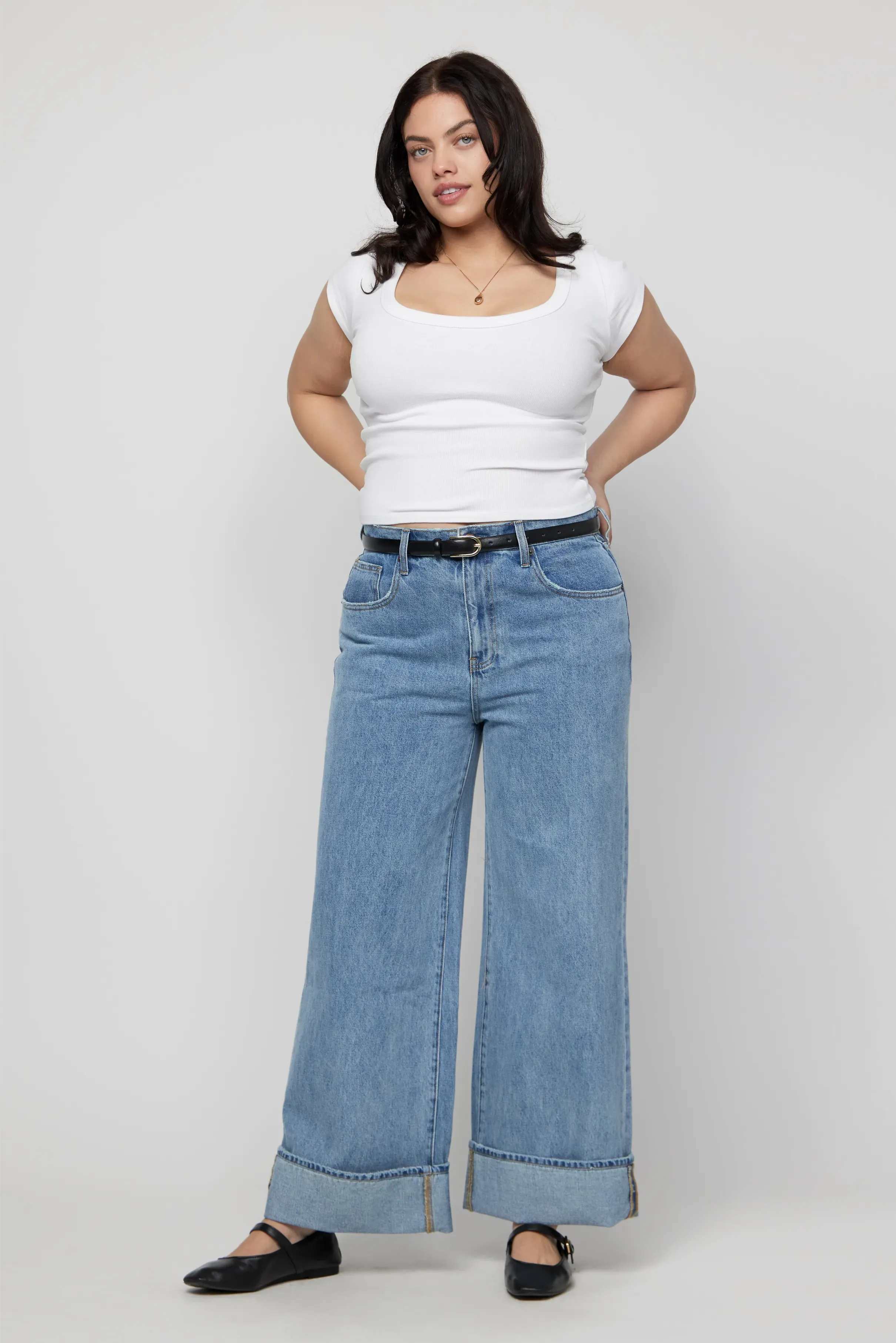 Parker Baggy Cuffed Wide Leg Light Indigo