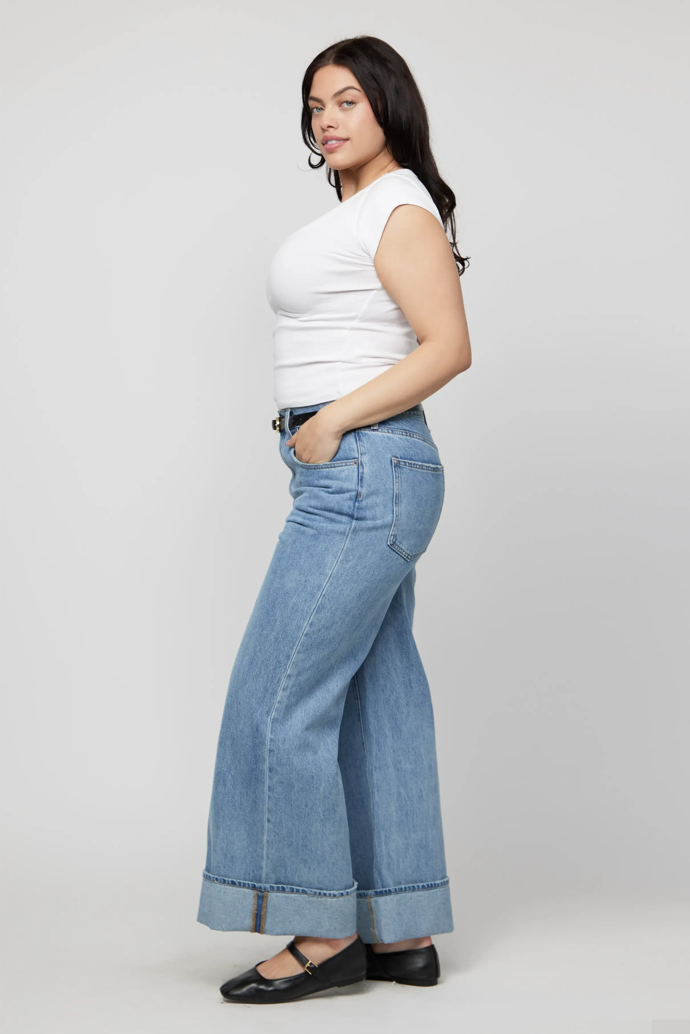 Parker Baggy Cuffed Wide Leg Light Indigo