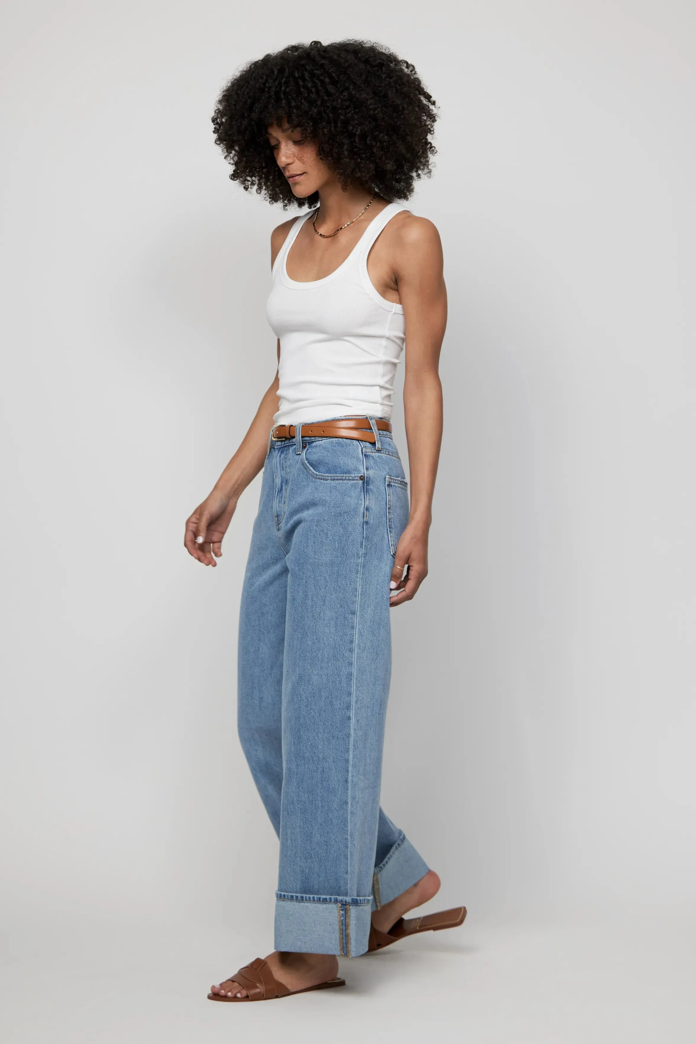 Parker Baggy Cuffed Wide Leg Light Indigo