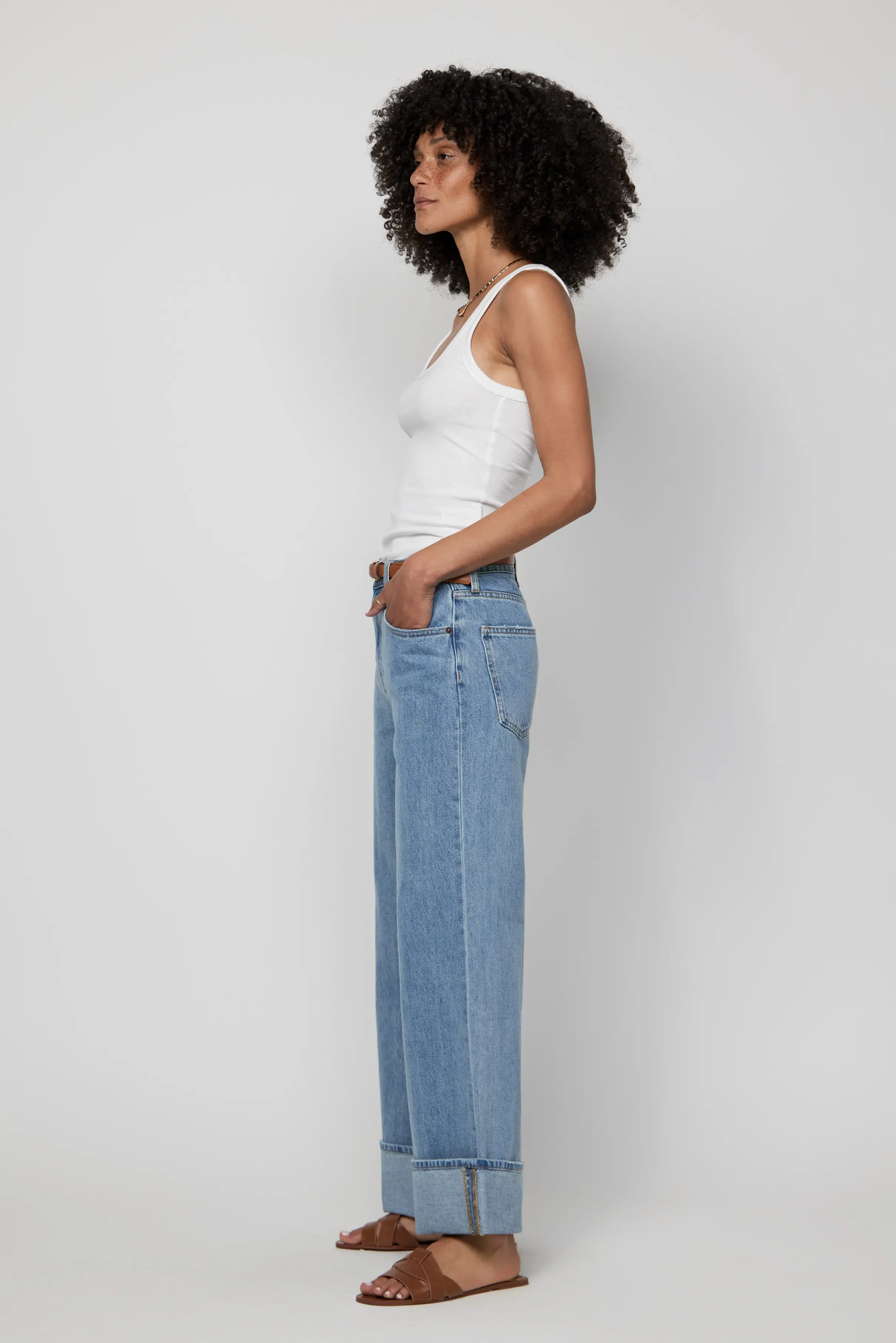 Parker Baggy Cuffed Wide Leg Light Indigo