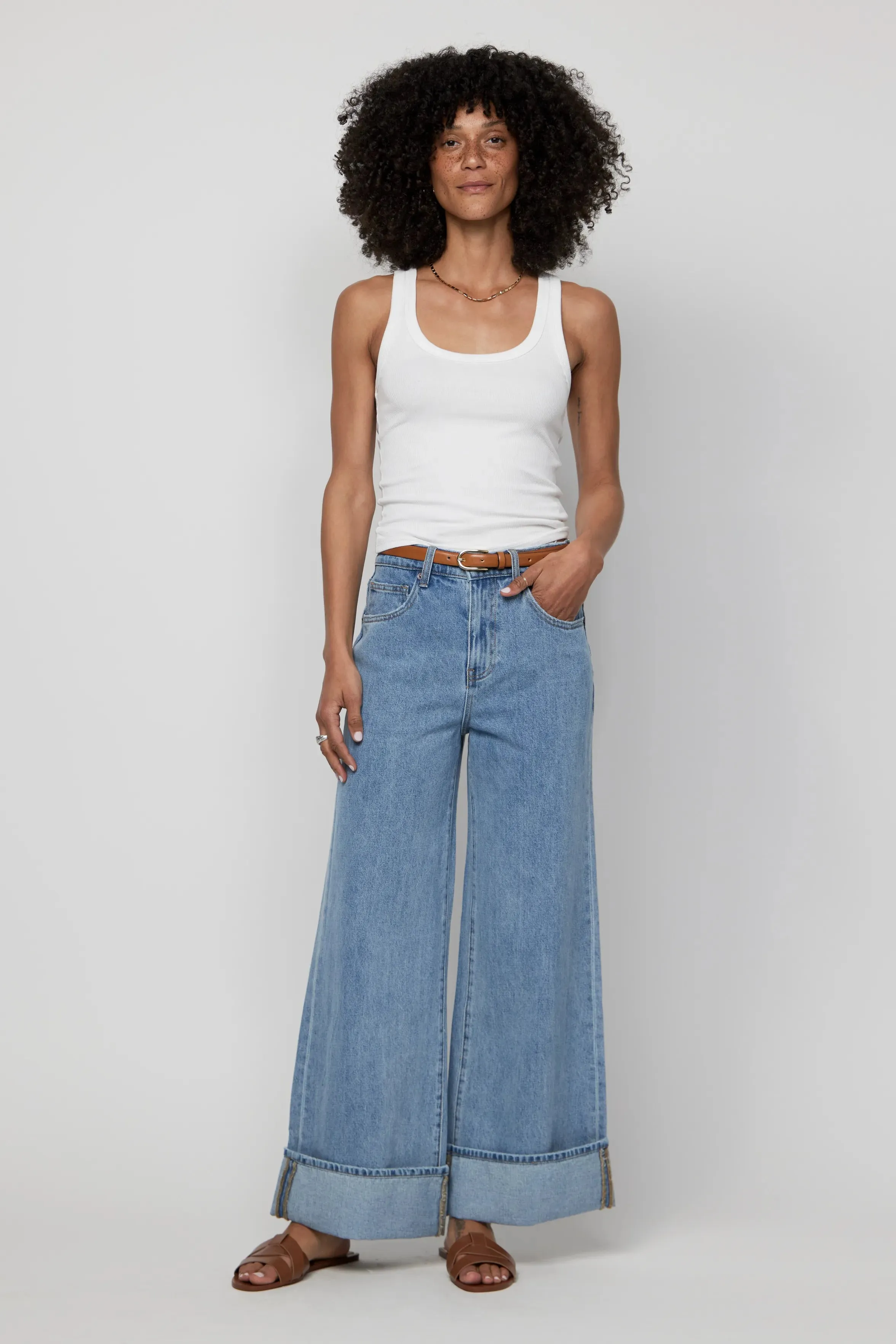 Parker Baggy Cuffed Wide Leg Light Indigo