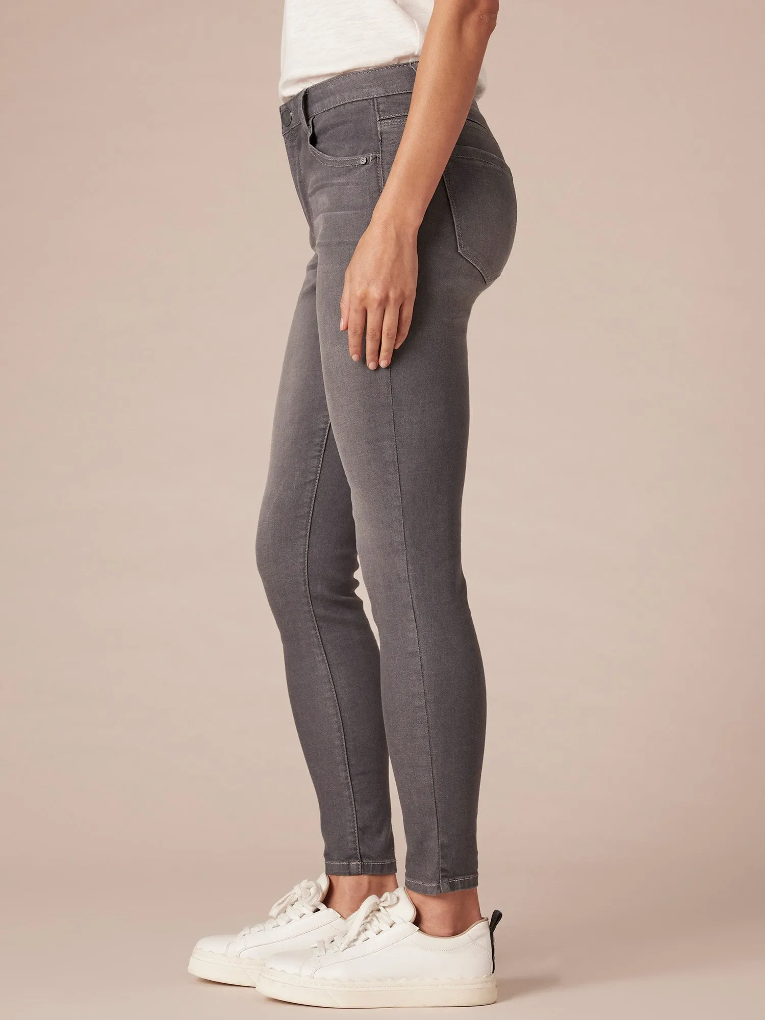 Petite "Ab"solution® Modern High Rise Grey Ankle Length Skinny Jeans
