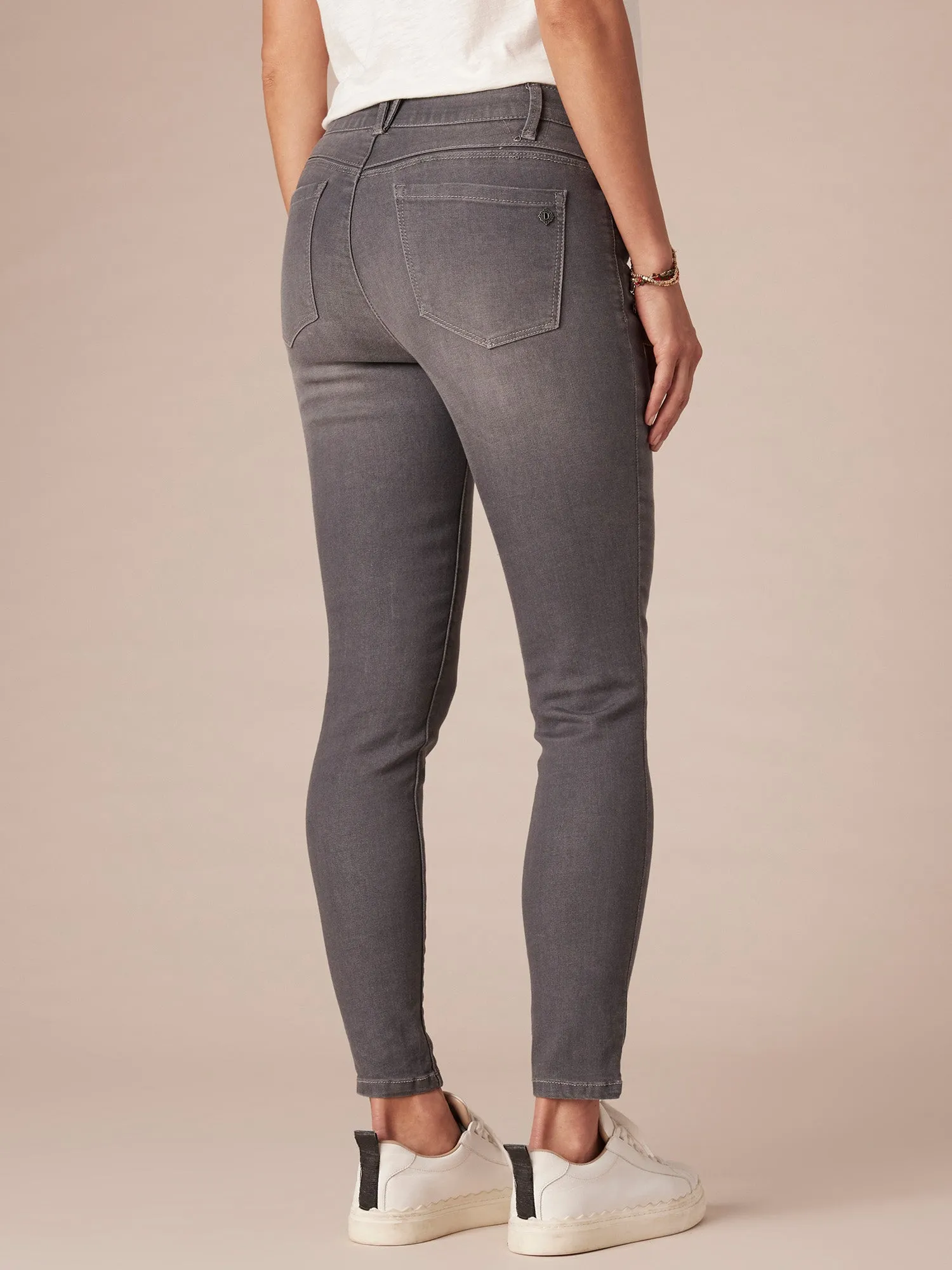Petite "Ab"solution® Modern High Rise Grey Ankle Length Skinny Jeans