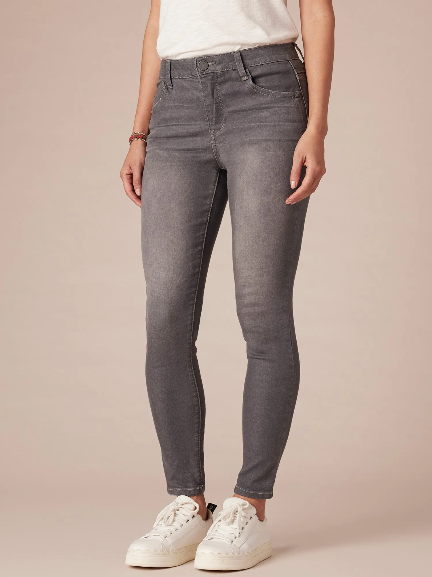 Petite "Ab"solution® Modern High Rise Grey Ankle Length Skinny Jeans