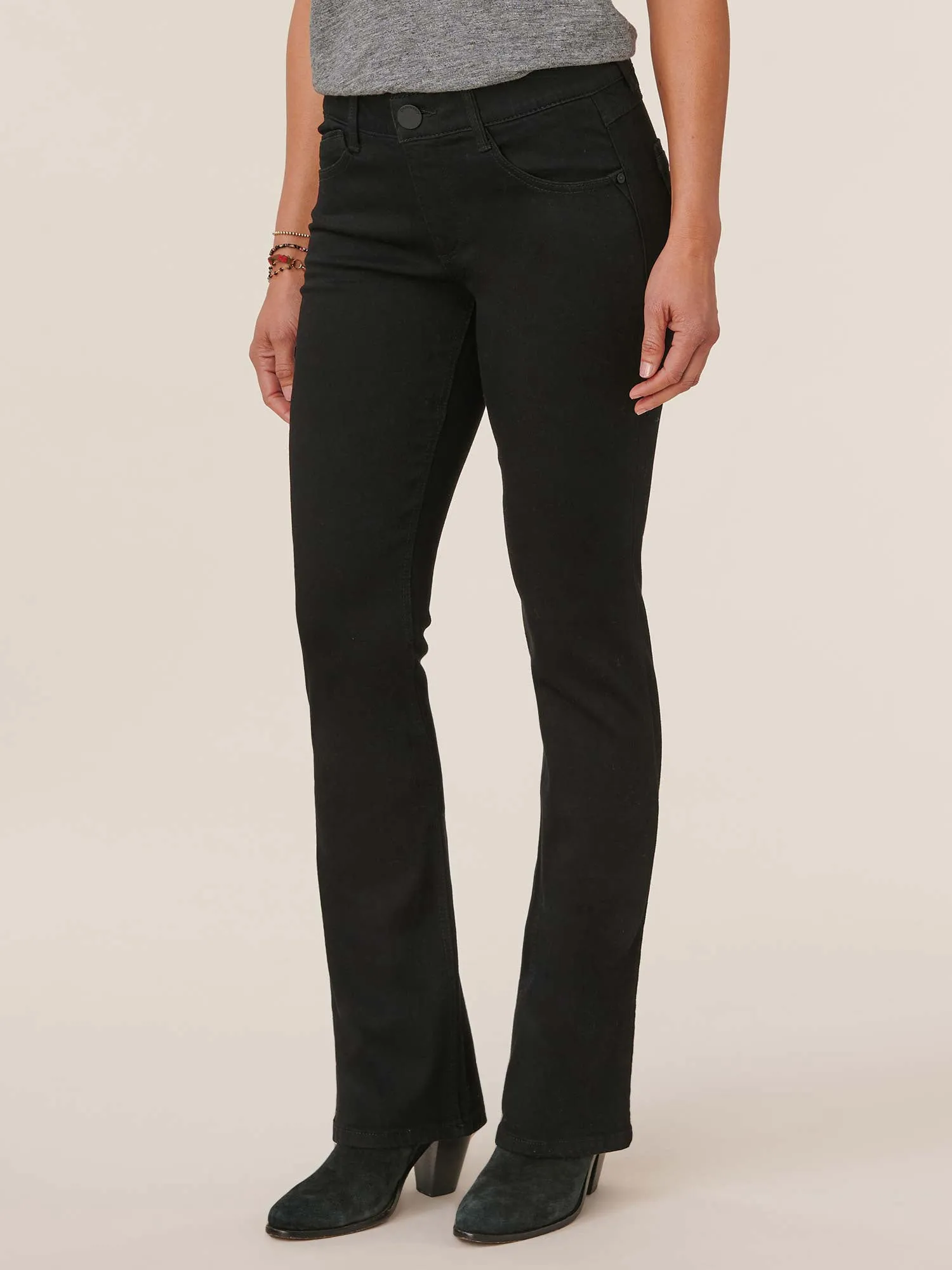 "Ab"solution® Black Denim Petite Itty Bitty Bootcut Jeans