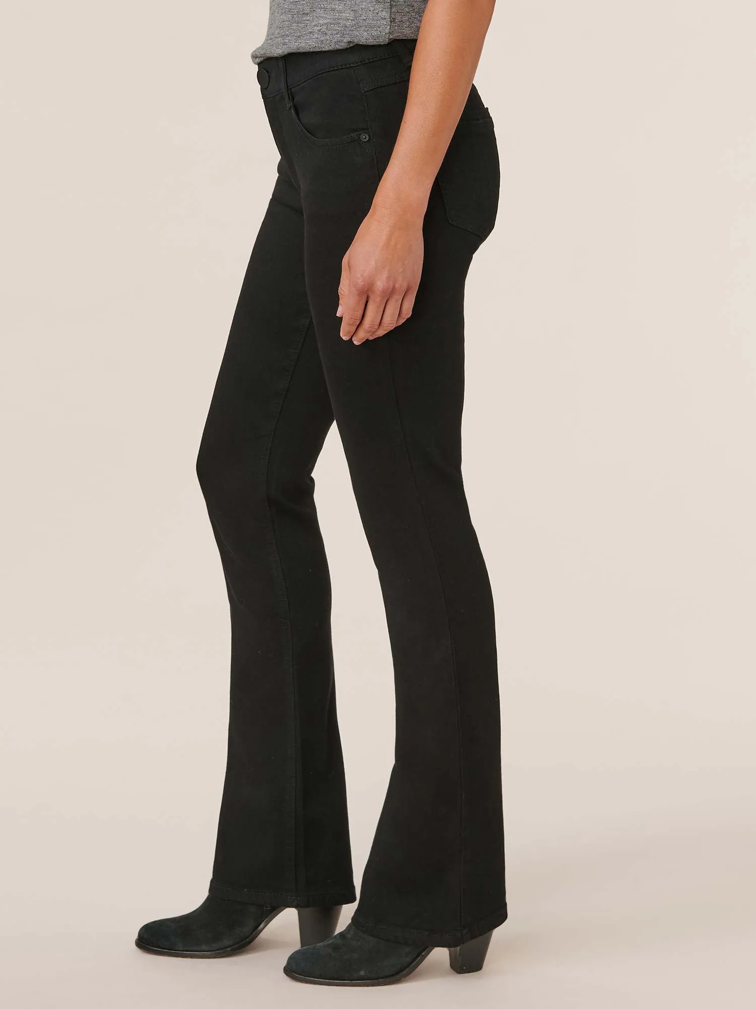 "Ab"solution® Black Denim Petite Itty Bitty Bootcut Jeans