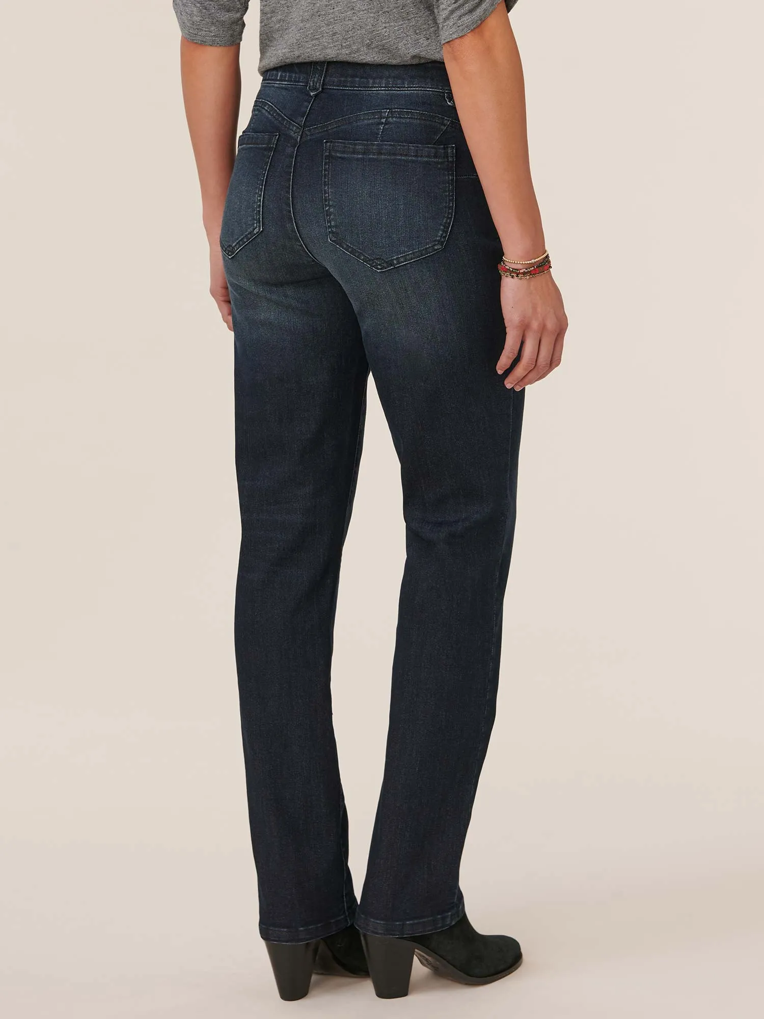 "Ab"solution® Dark Indigo Petite Straight Leg Jeans
