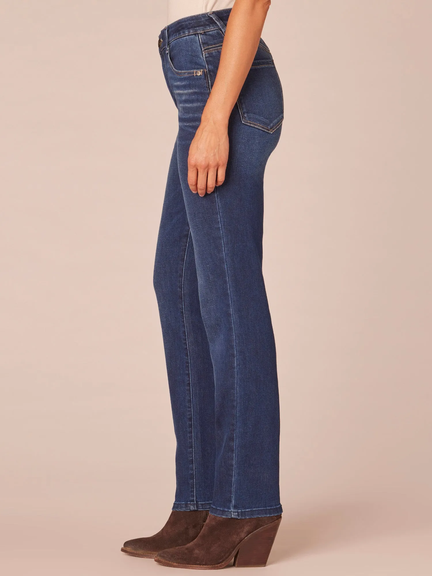 "Ab"solution® High Rise Blue Denim Straight Leg Jeans