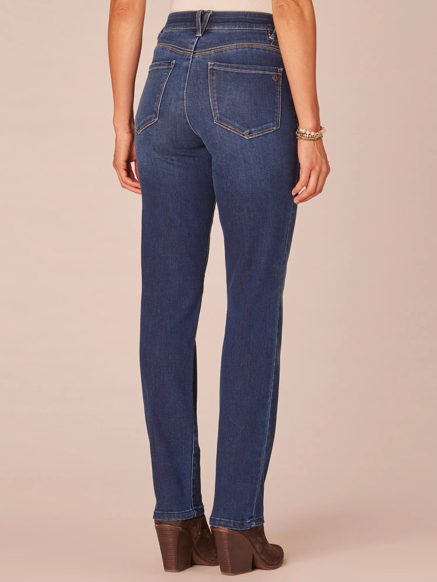 "Ab"solution® High Rise Blue Denim Straight Leg Jeans