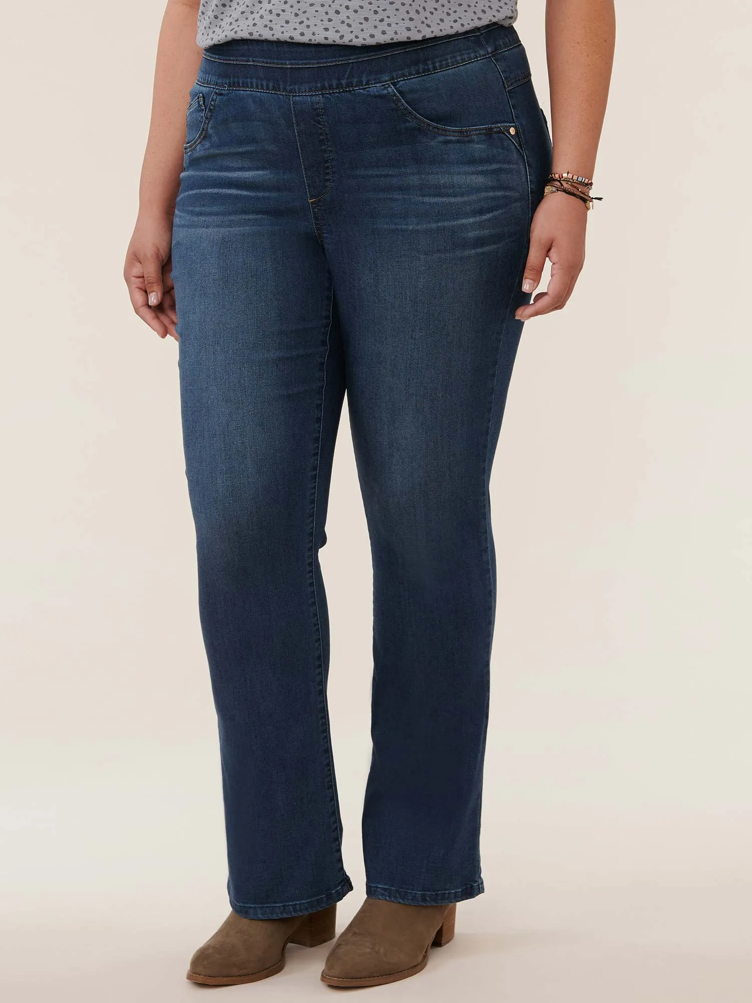 "Ab"solution® High Rise Blue Plus Itty Bitty Bootcut Glider
