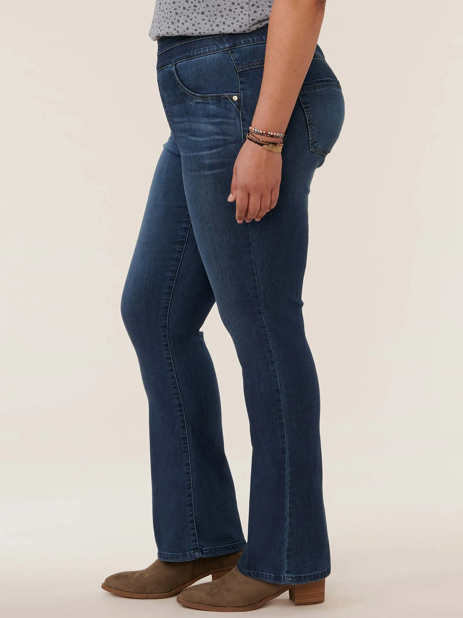 "Ab"solution® High Rise Blue Plus Itty Bitty Bootcut Glider