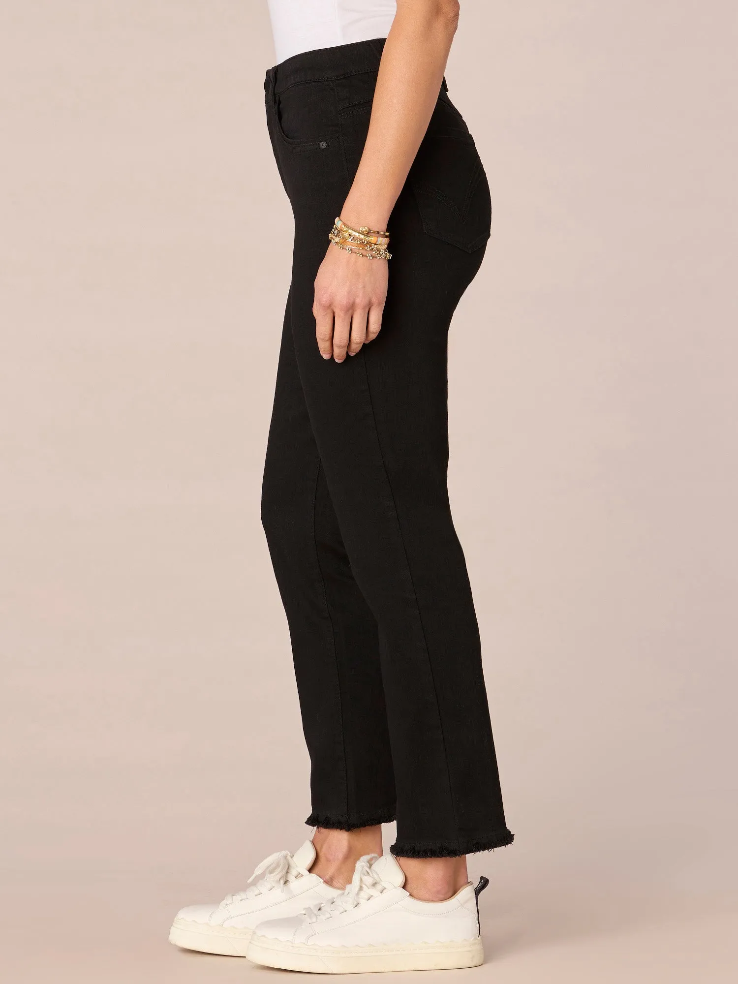 "Ab"solution High Rise Cascading D Slim Straight Petite Jeans