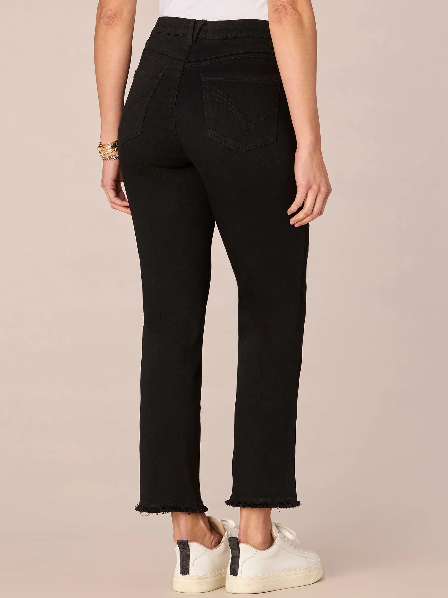 "Ab"solution High Rise Cascading D Slim Straight Petite Jeans