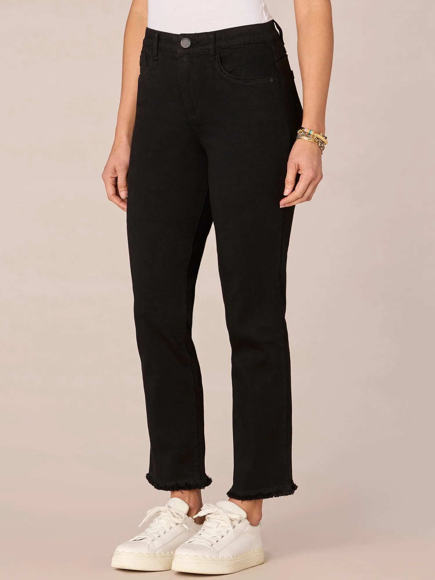 "Ab"solution High Rise Cascading D Slim Straight Petite Jeans