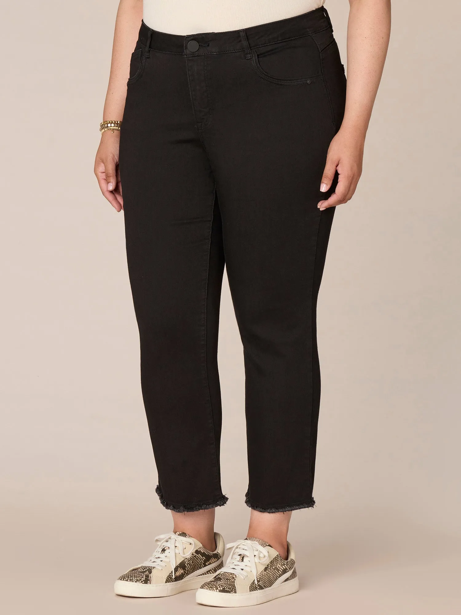 "Ab"solution High Rise Cascading "D" Slim Straight Plus Size Jeans