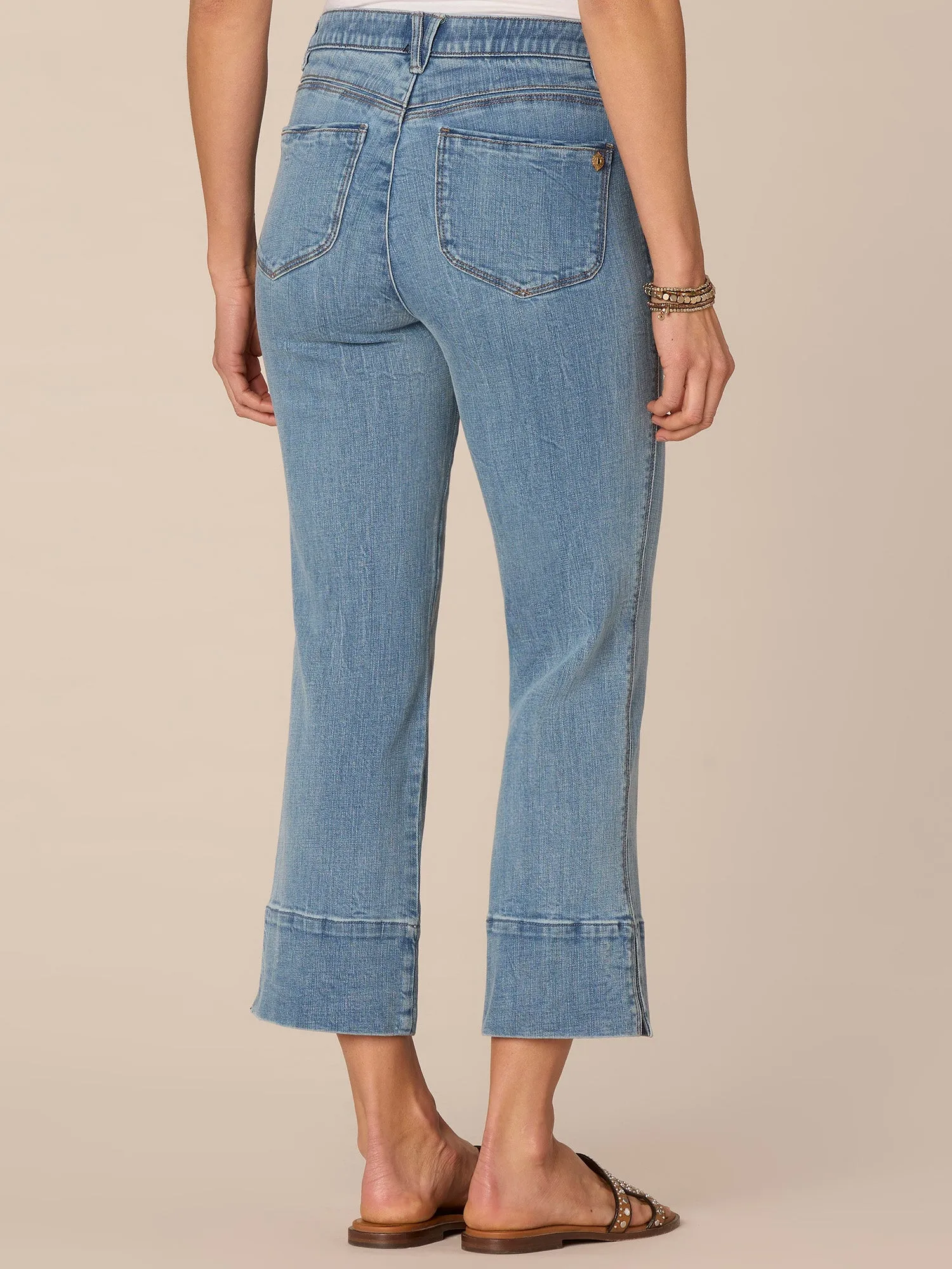 "Ab"solution High Rise Center Seam Side Slit Plus Size Kick Flare Jean