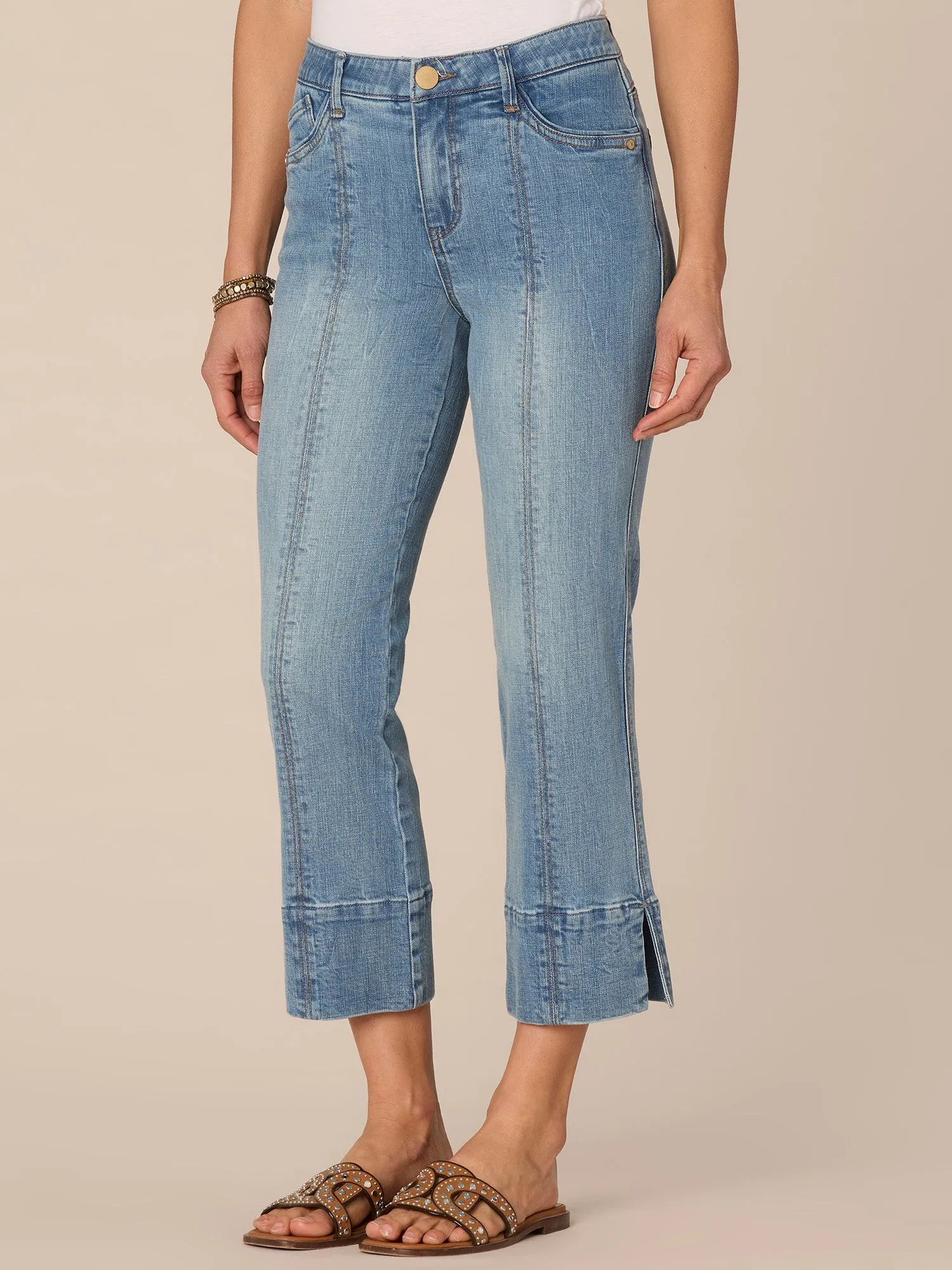 "Ab"solution High Rise Center Seam Side Slit Plus Size Kick Flare Jean