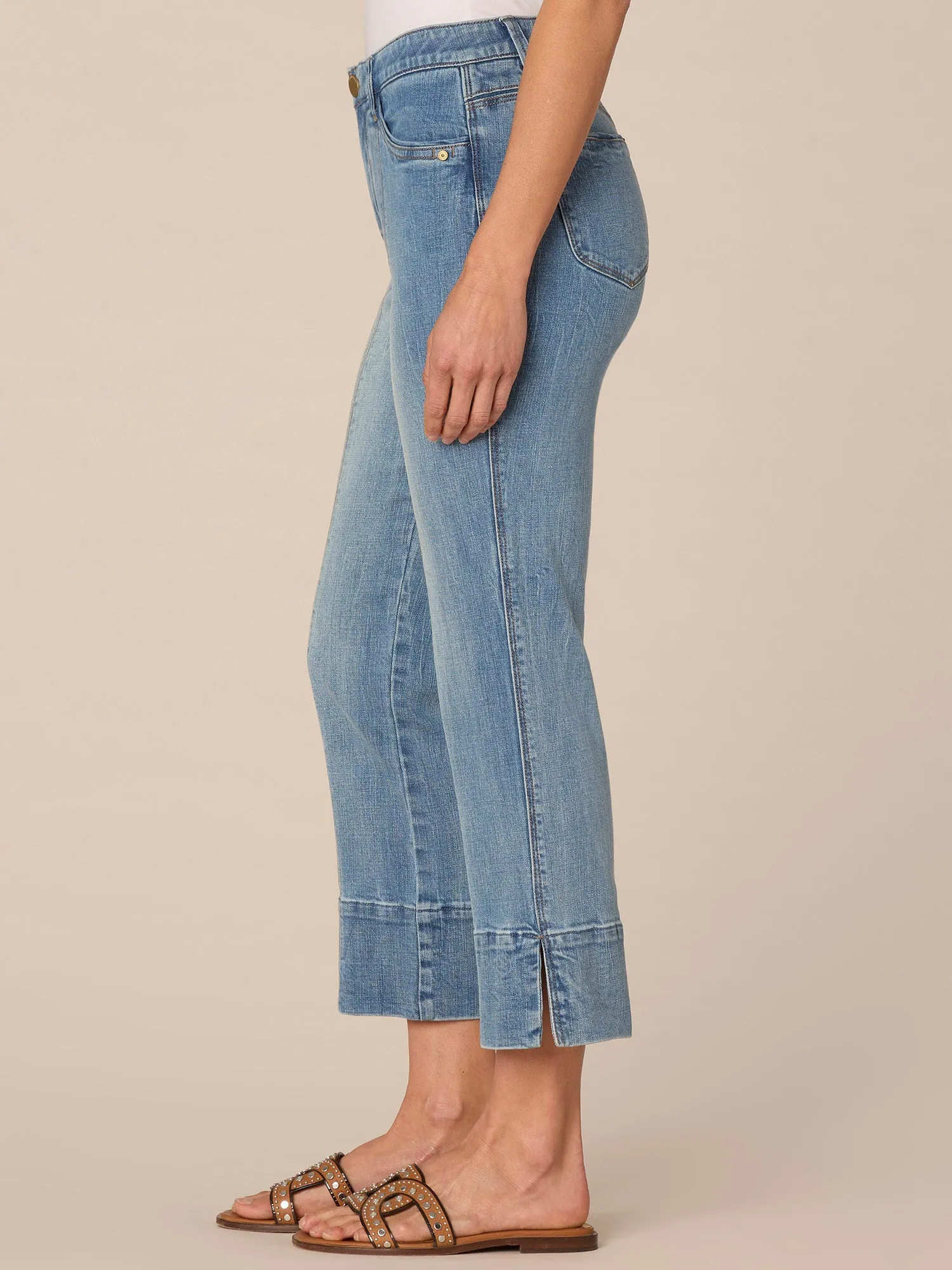 "Ab"solution High Rise Center Seam Side Slit Plus Size Kick Flare Jean