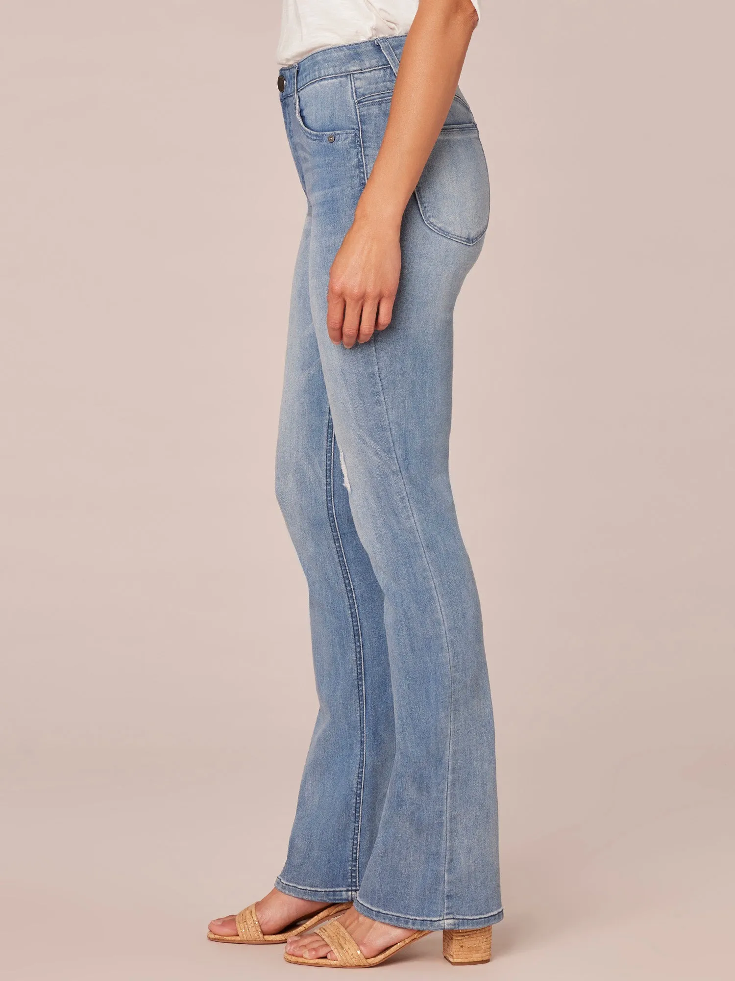 "Ab"solution® High Rise Distressed Petite Itty Bitty Bootcut