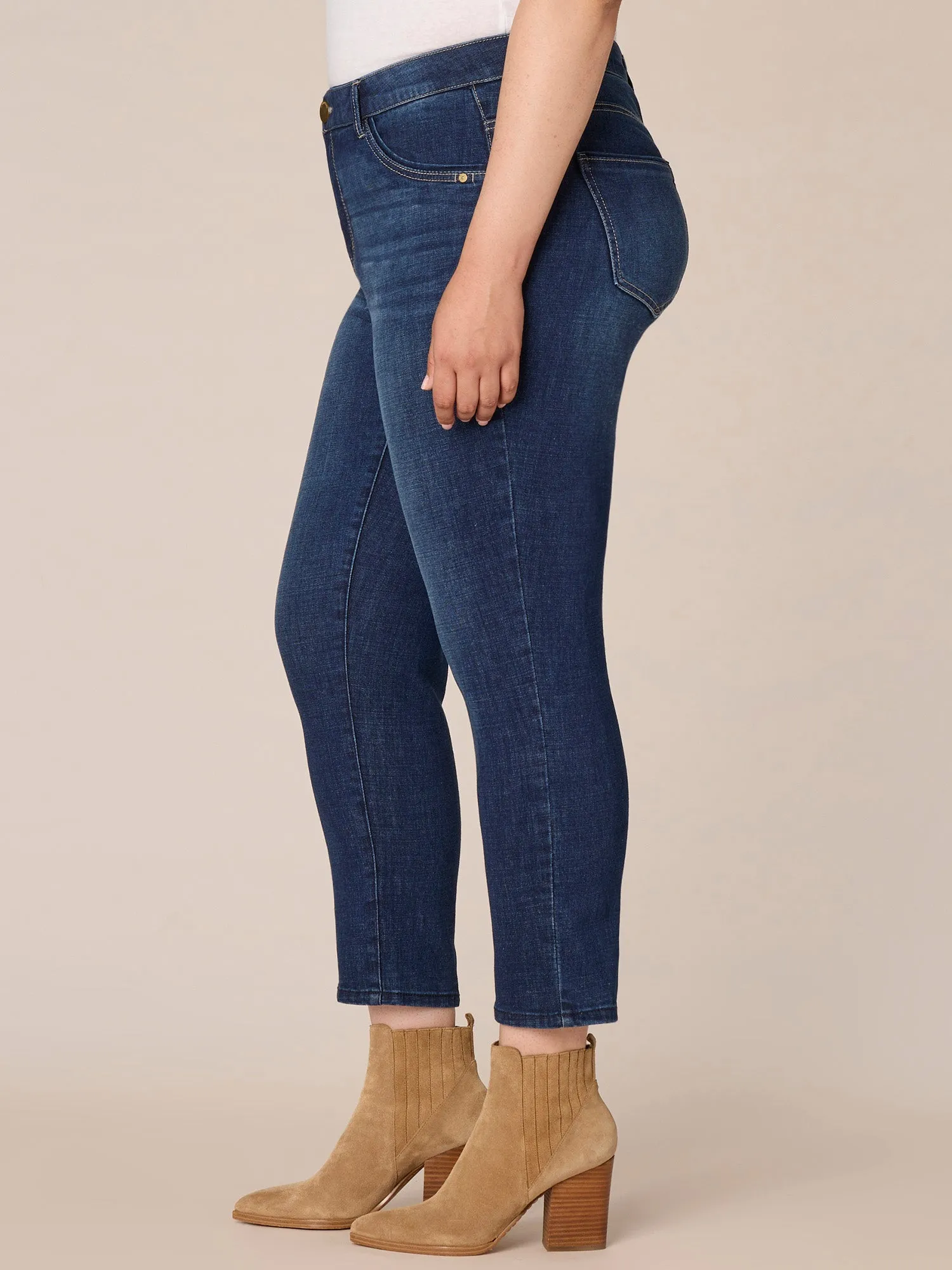 "Ab"solution High Rise Indigo Skinny Plus Size Jeans