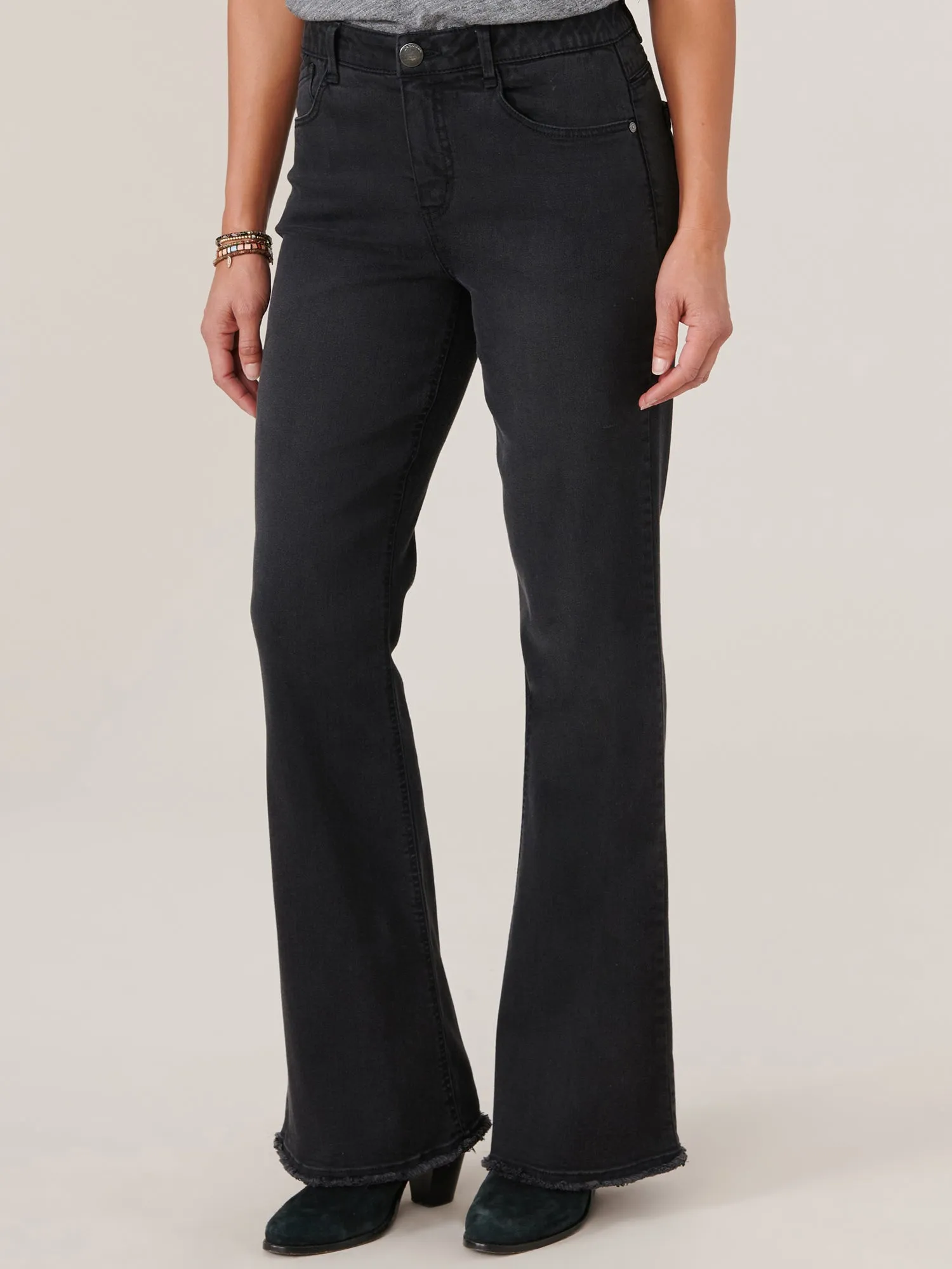 "Ab"solution High Rise Itty Bitty More Boot with Clean Finish Fray Hem