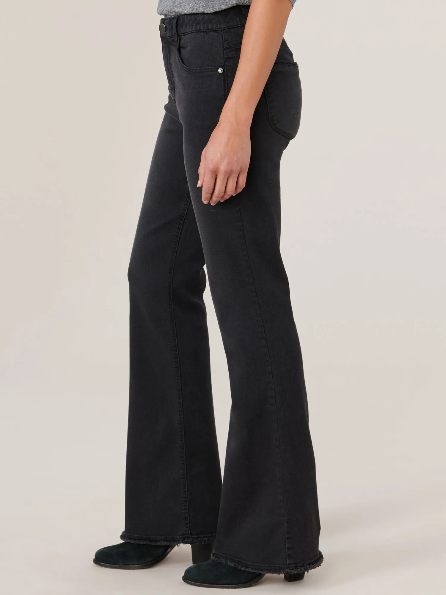 "Ab"solution High Rise Itty Bitty More Boot with Clean Finish Fray Hem