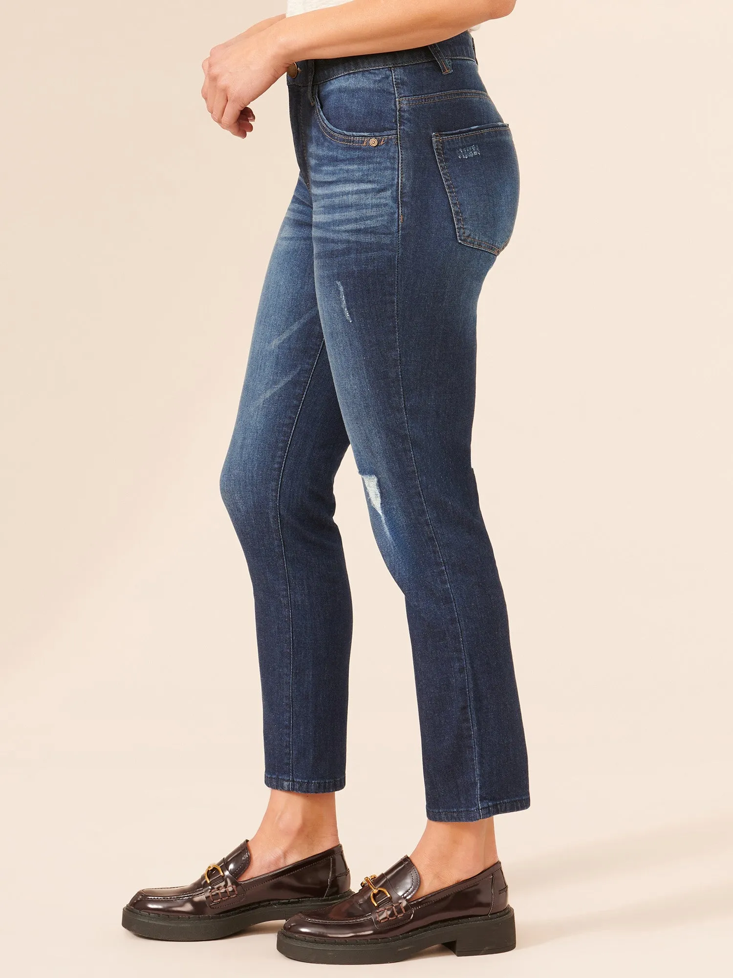 "Ab"solution® High Rise Petite Distressed Skinny Jeans