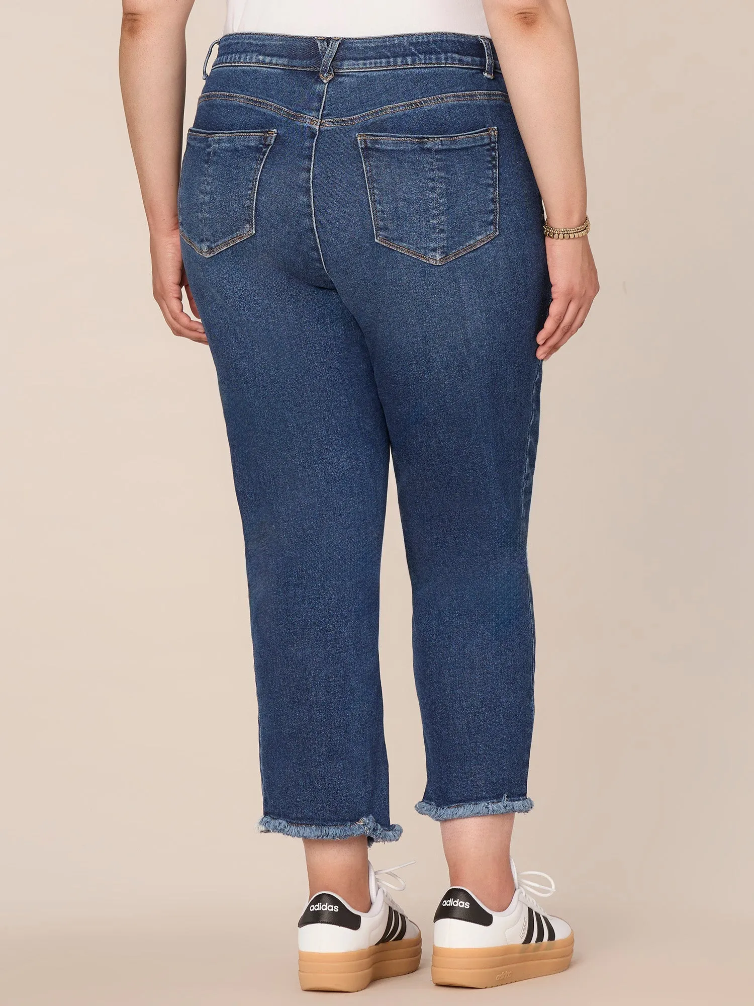 "Ab"solution High Rise Spliced Ankle Straight Leg Plus Size Jeans