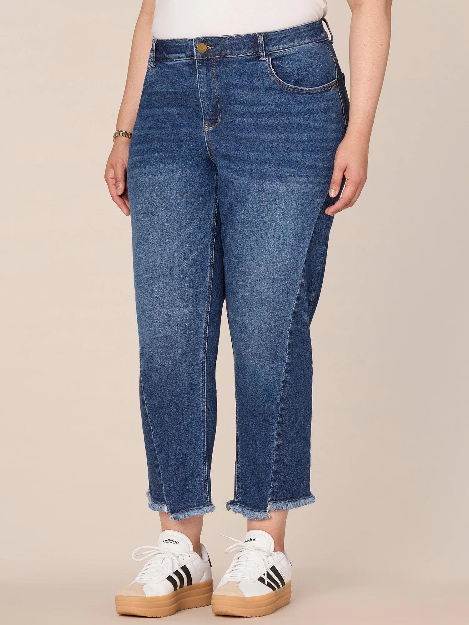 "Ab"solution High Rise Spliced Ankle Straight Leg Plus Size Jeans