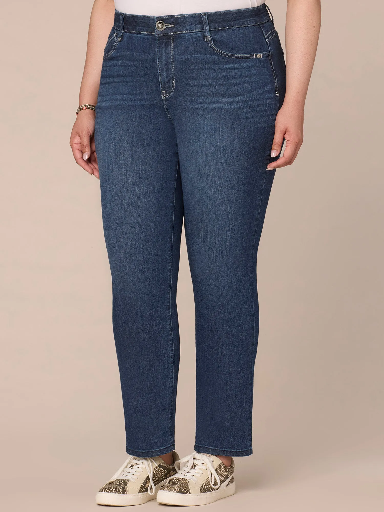 "Ab"solution® High Rise Straight Leg Plus Size Indigo Jeans