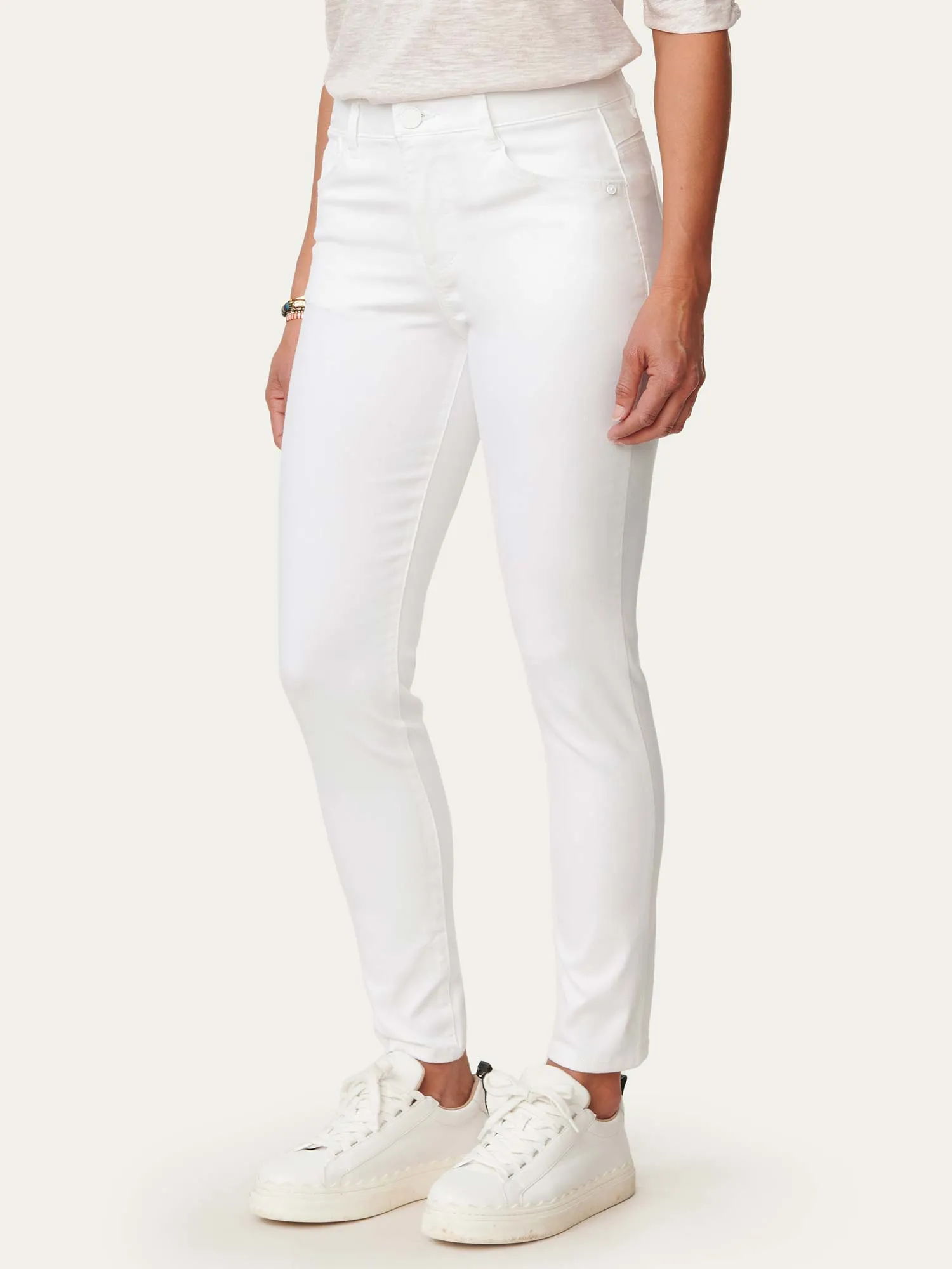 "Ab"solution® High Rise White Denim Ankle Length Jeans
